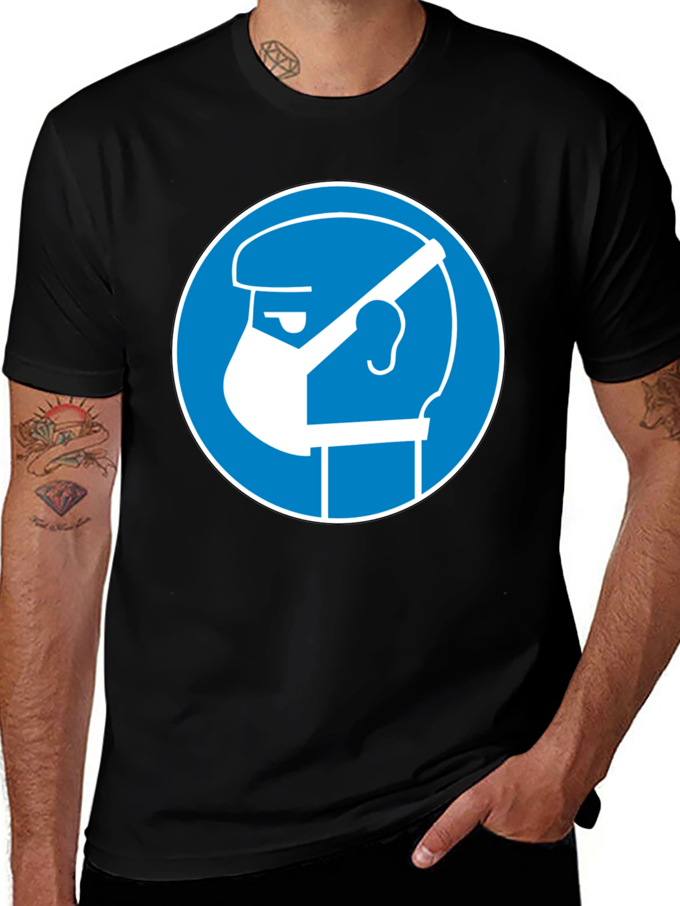 Wear Mask T-Shirt - Blue Circle Graphic