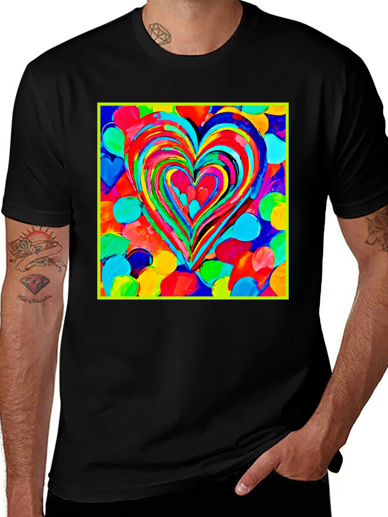 Variant 25 of Colorful Heart Design T-Shirt - Abstract Art
