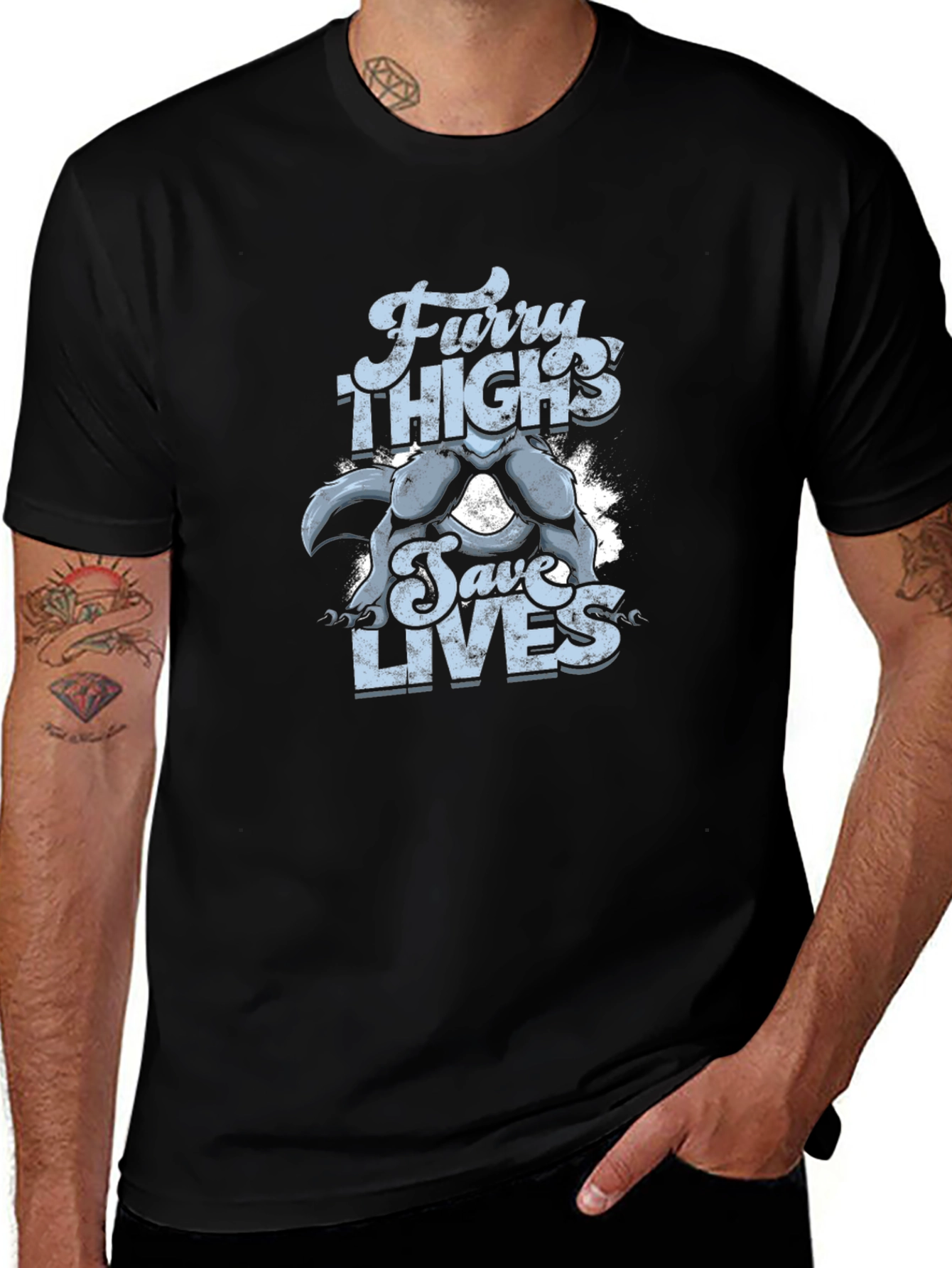 Variant 5 of Furry Thighs Save Lives Graphic T-Shirt