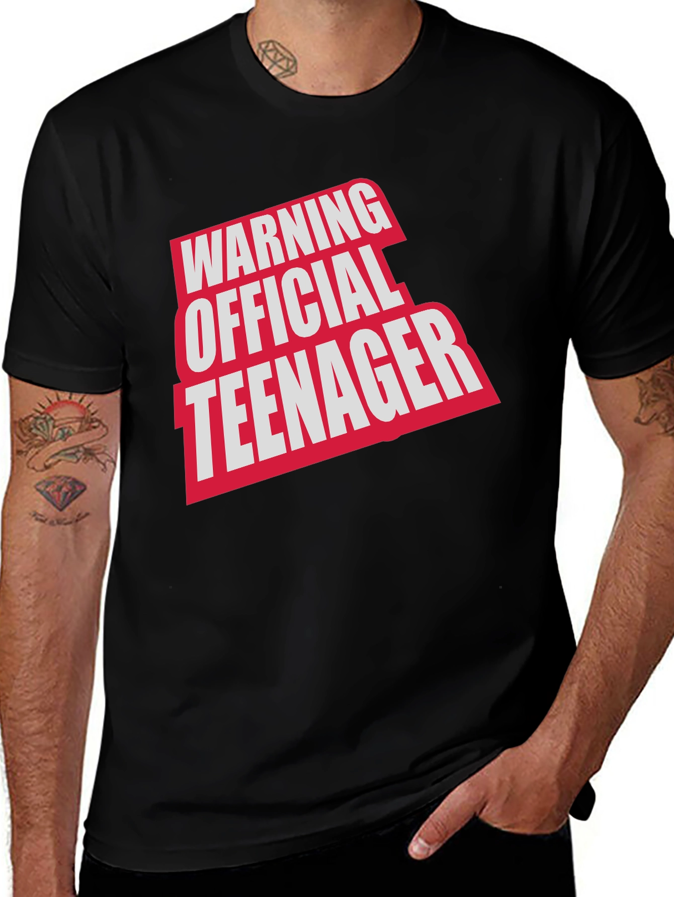 Warning Official Teenager Graphic Tee - Black