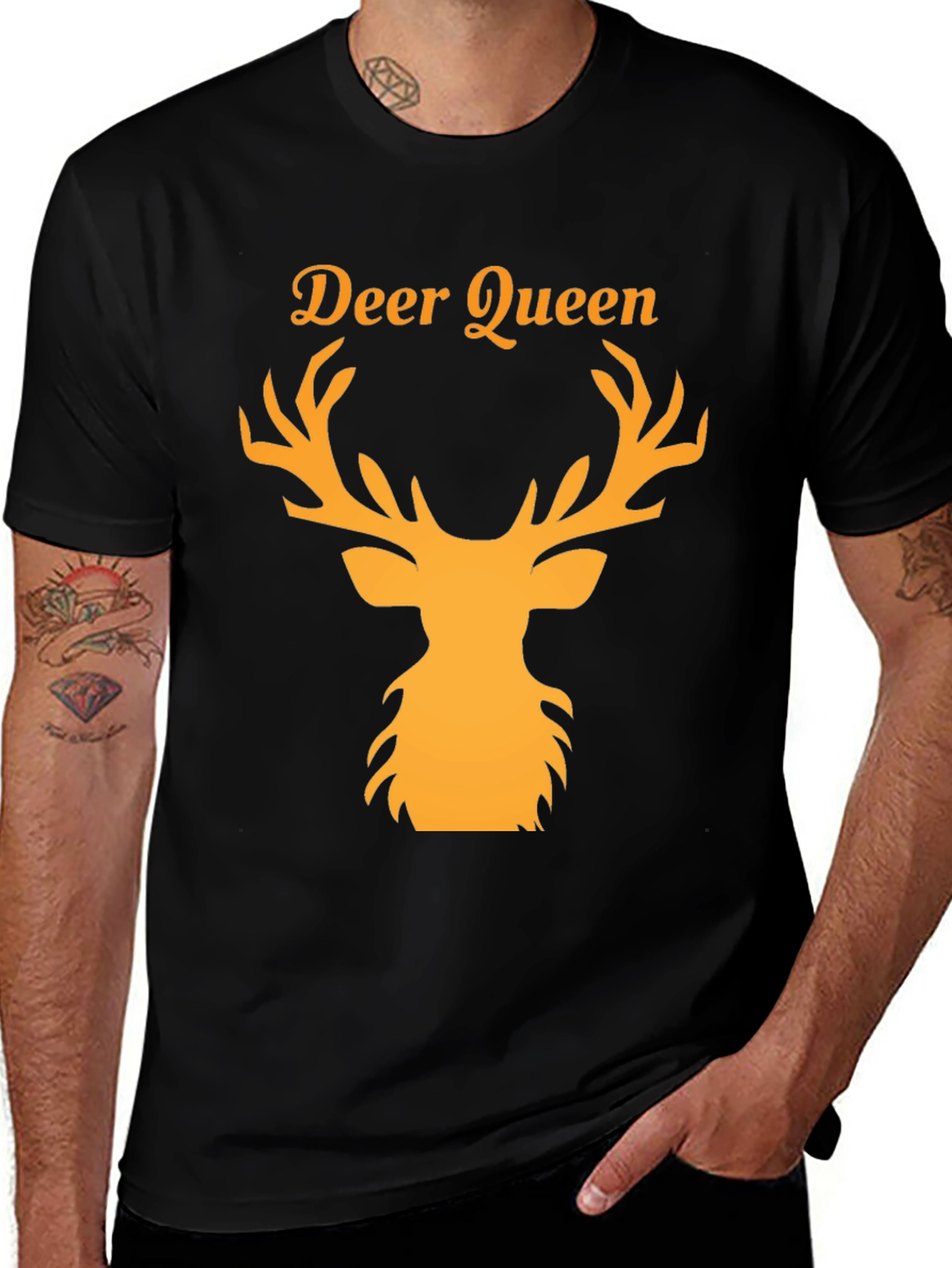 Variant 26 of Deer Queen Graphic Tee - Black Unisex T-Shirt
