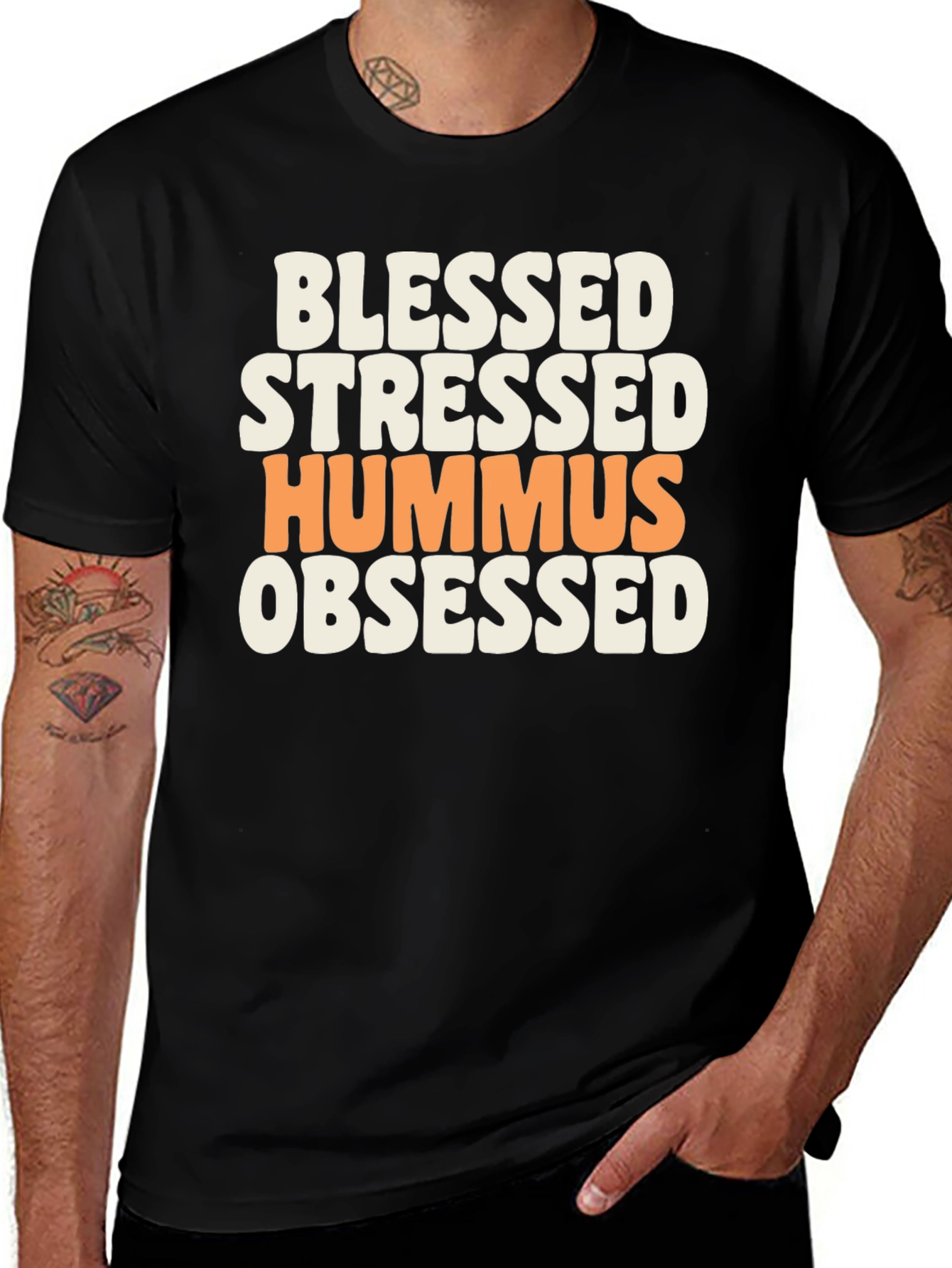 Variant 8 of Hummus Obsessed T-Shirt Funny Foodie Tee