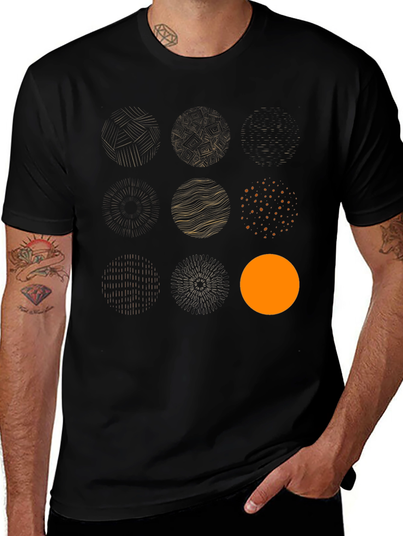 Variant 16 of Abstract Circle Design Black T-Shirt