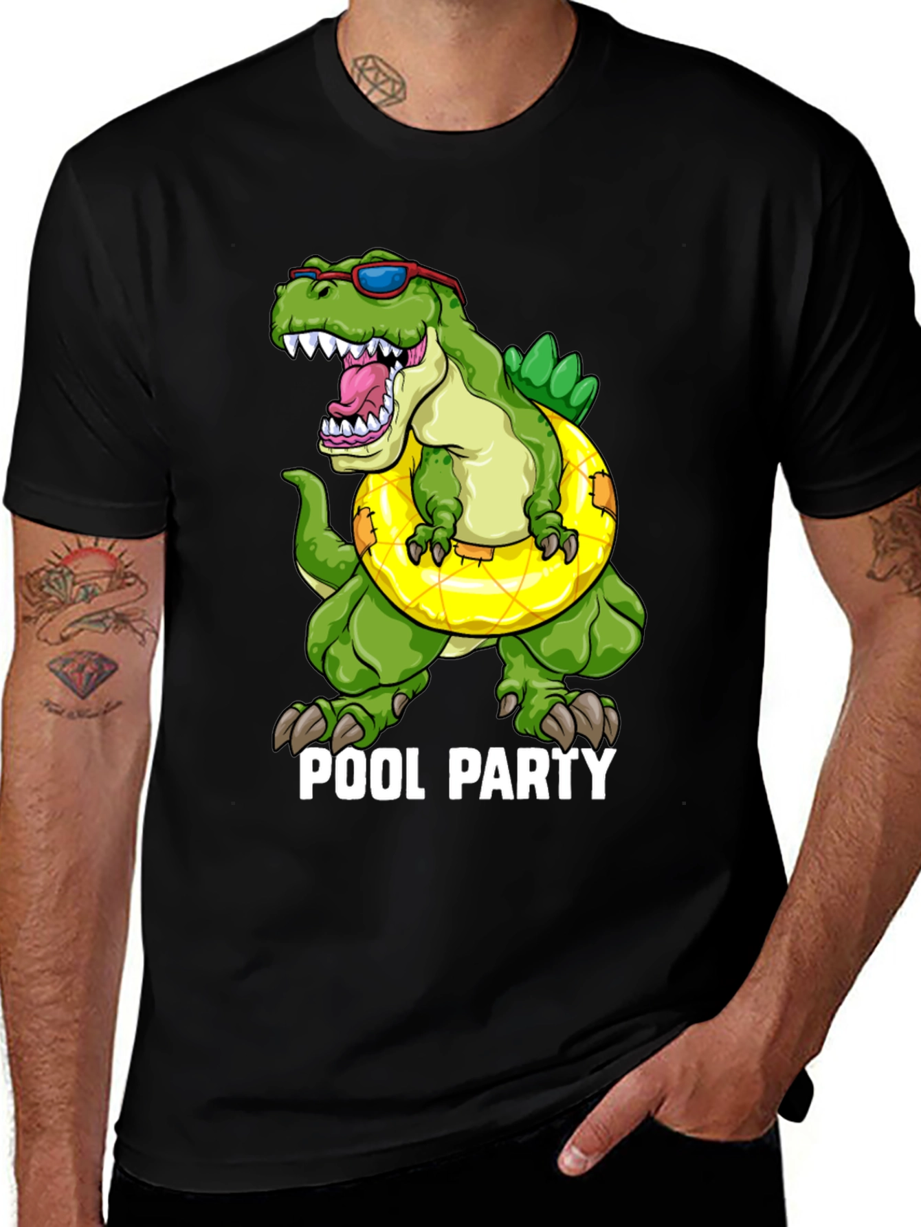 Variant 2 of Dino Pool Party T-Shirt - Funny Summer Apparel