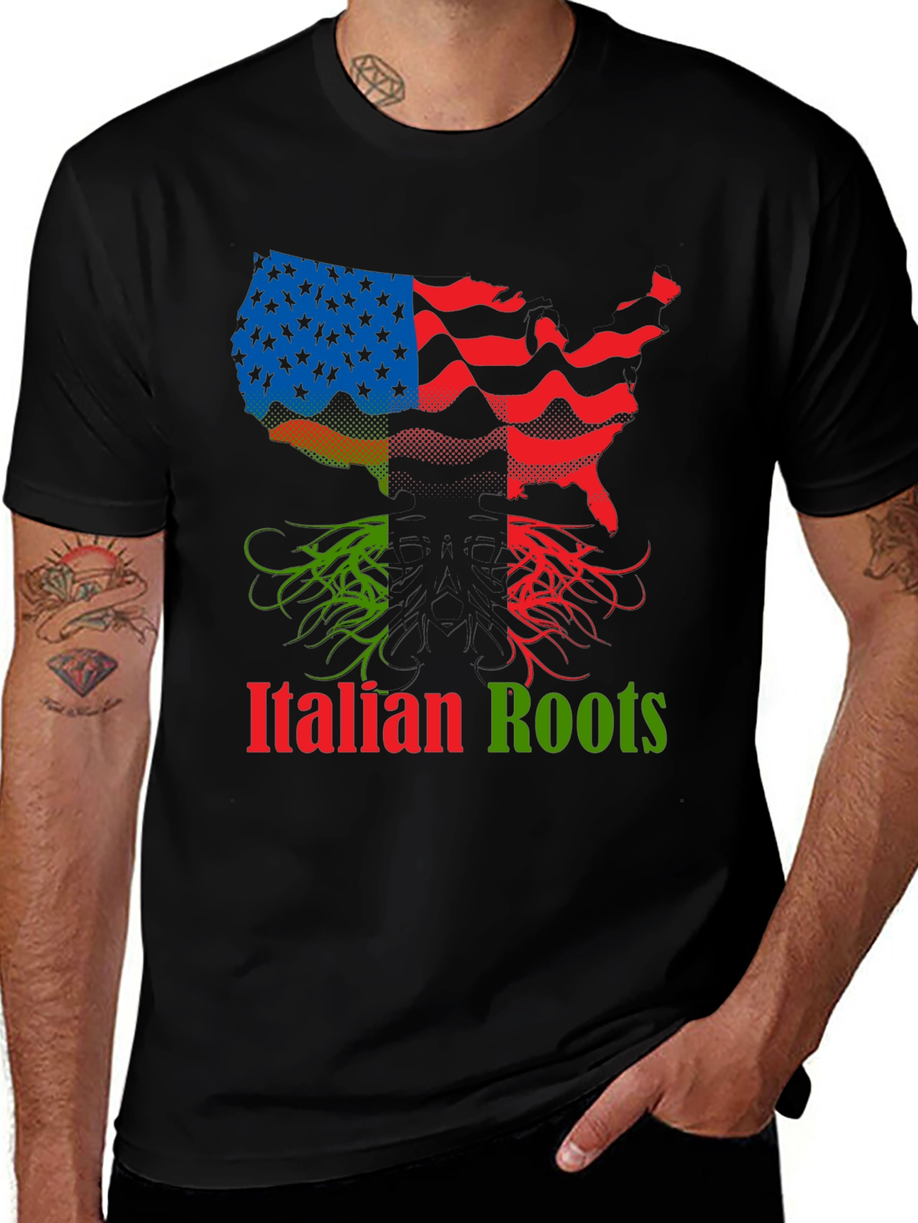 Italian Roots USA Flag T-Shirt