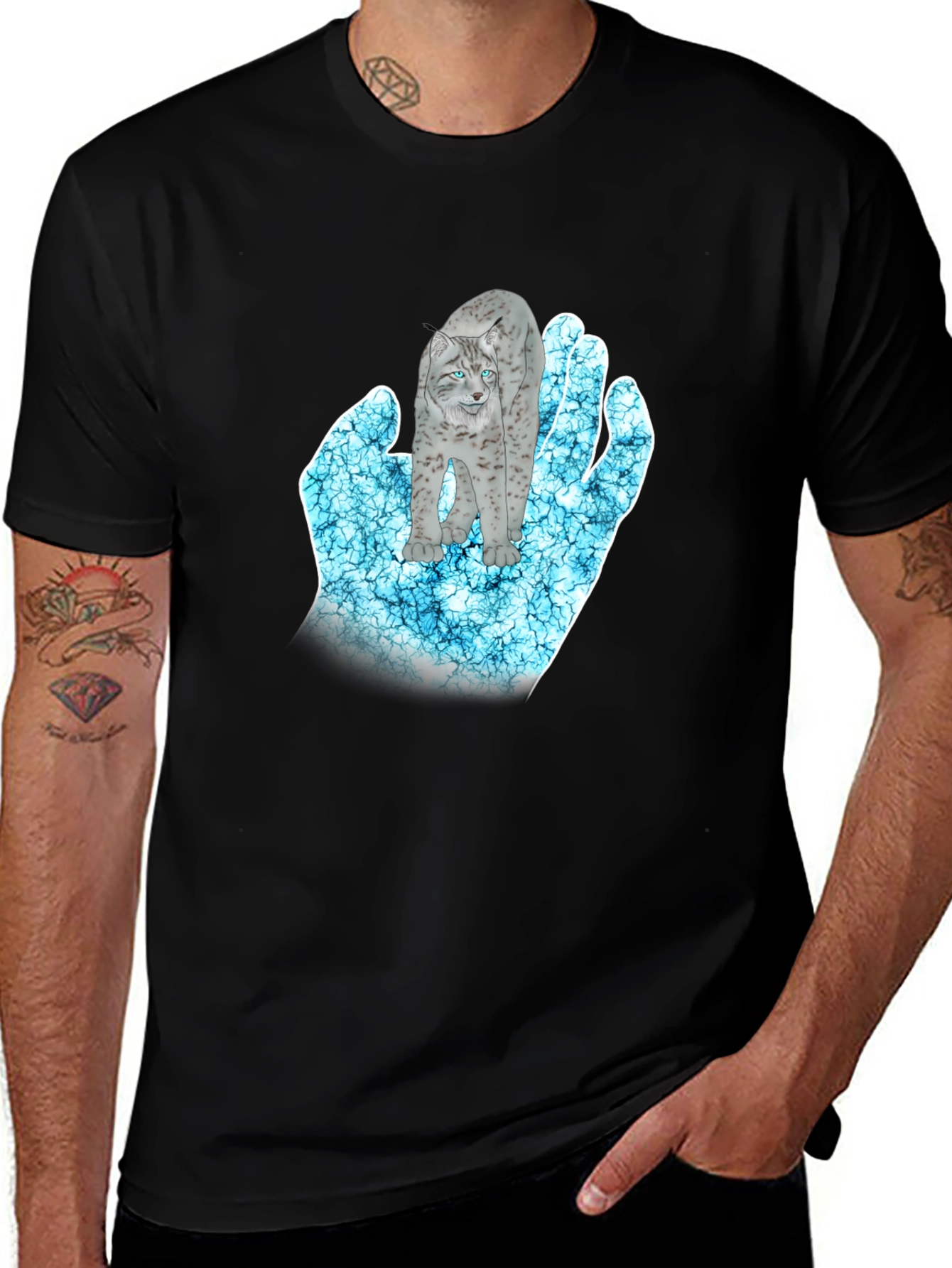 Variant 17 of Mystical Lynx Hand Graphic T-Shirt