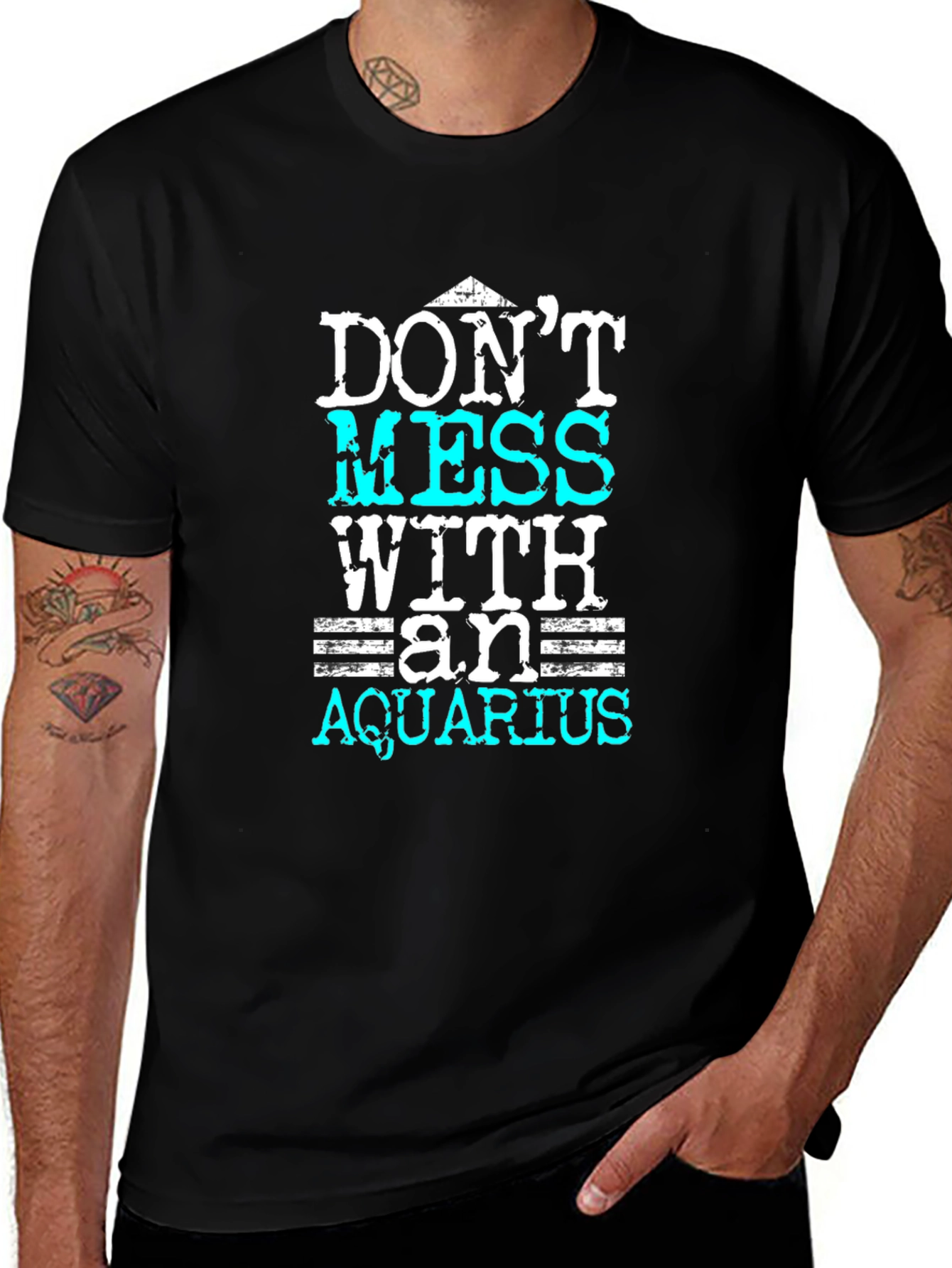 Variant 20 of Don't Mess With An Aquarius Black T-Shirt
