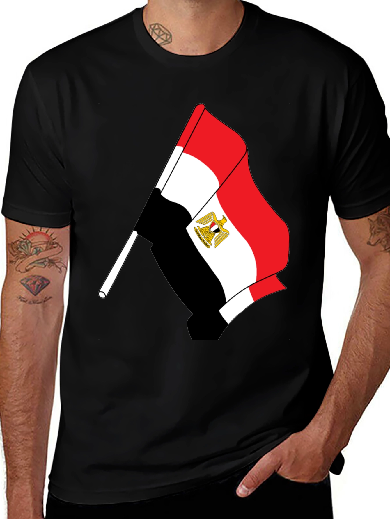 Variant 28 of Egypt Flag Graphic T-Shirt - Black Cotton Tee