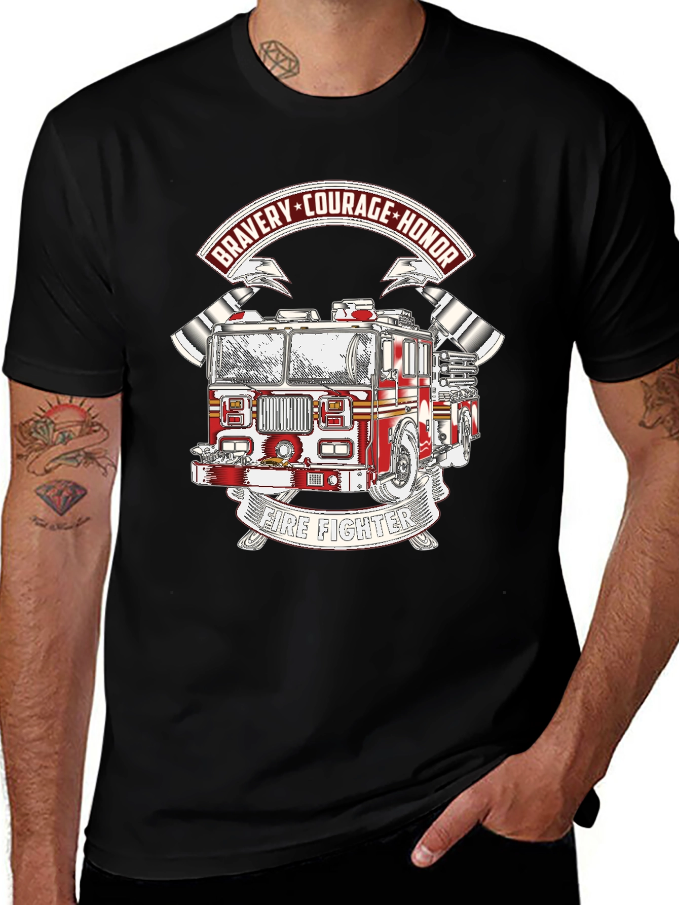 Variant 7 of Firefighter Bravery Courage Honor Graphic T-Shirt