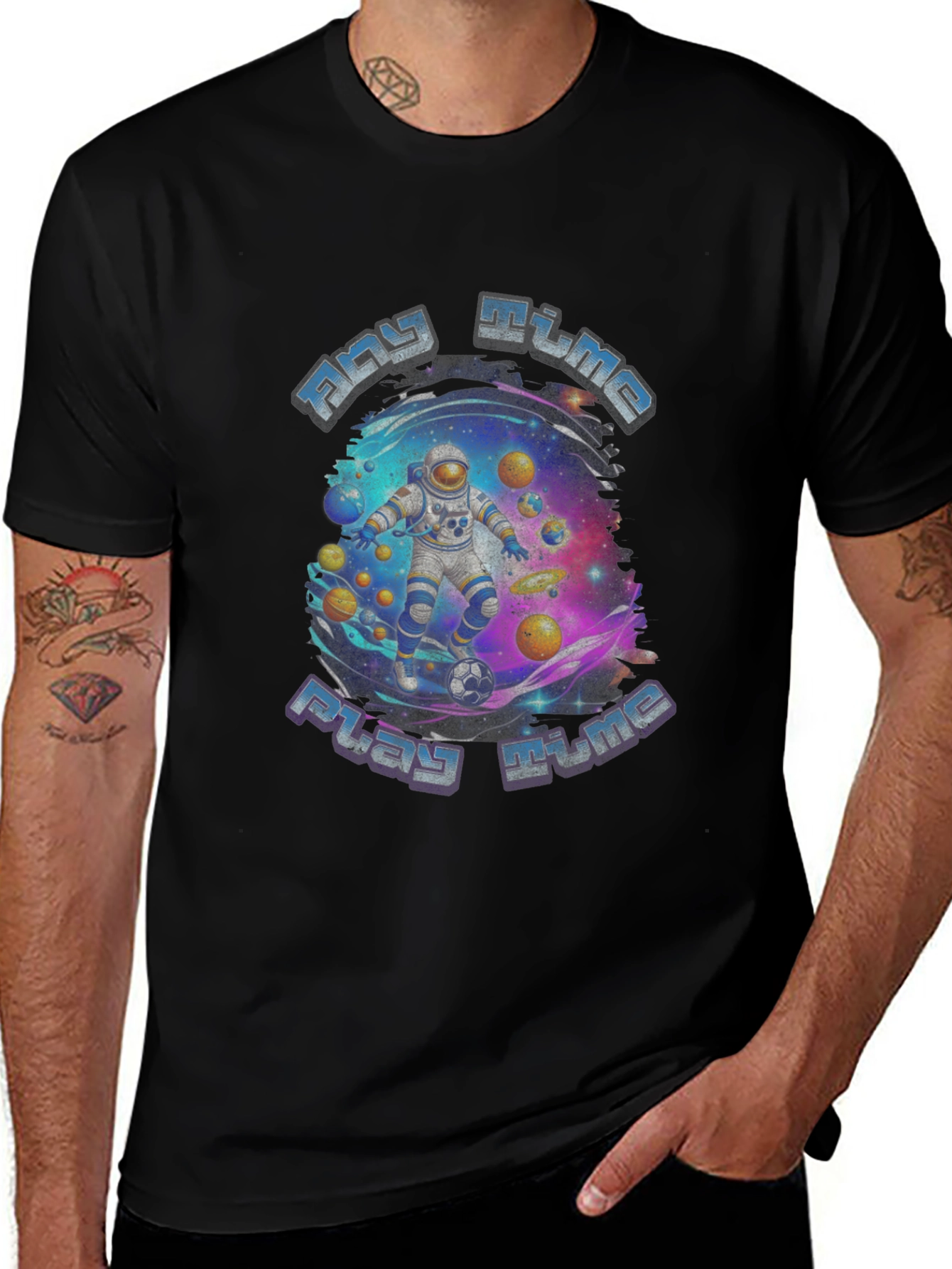 Variant 29 of Astronaut Soccer Galaxy T-Shirt - Any Time Play Time