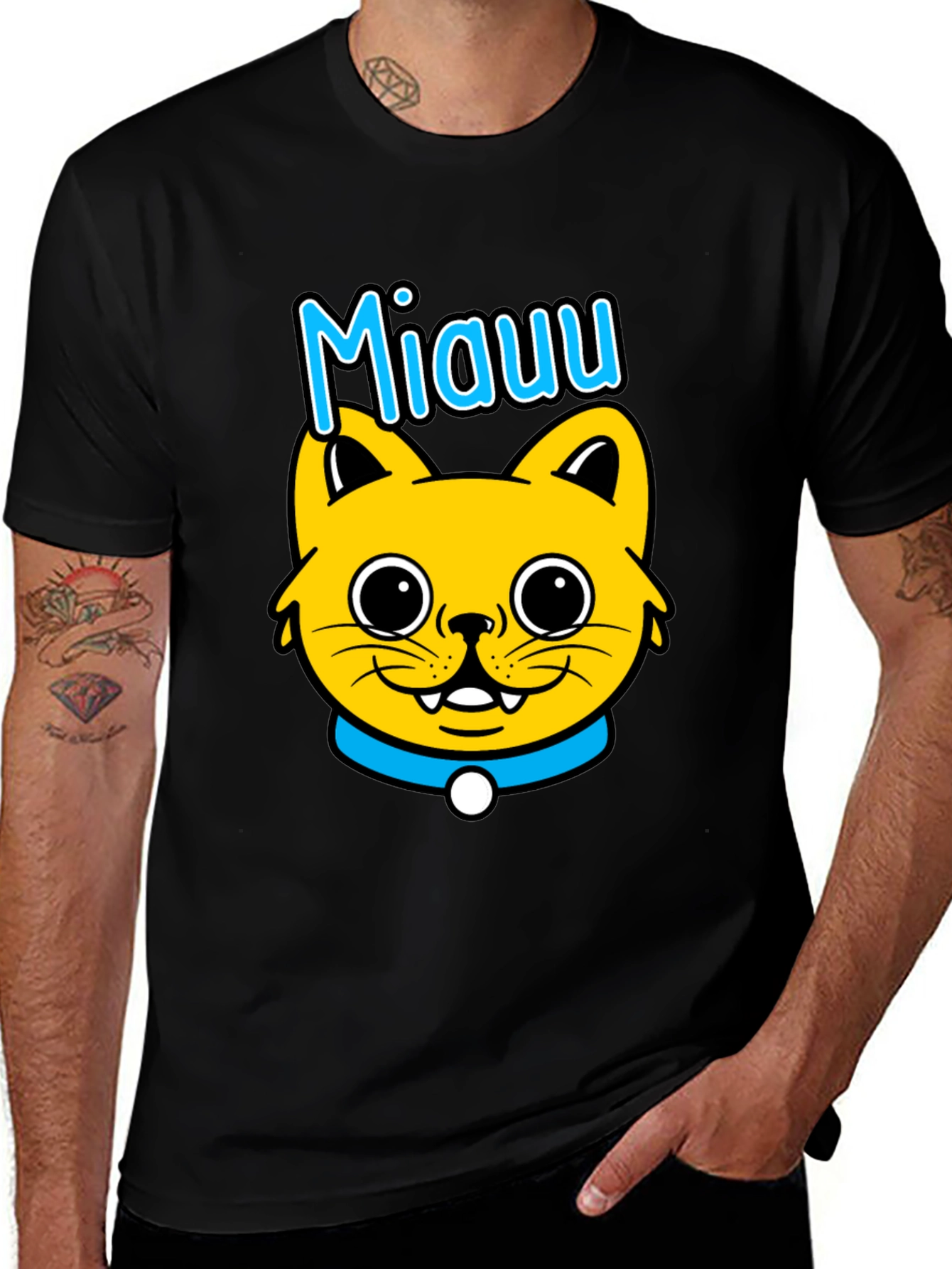 Variant 25 of Miauu Cat Graphic Black T-Shirt