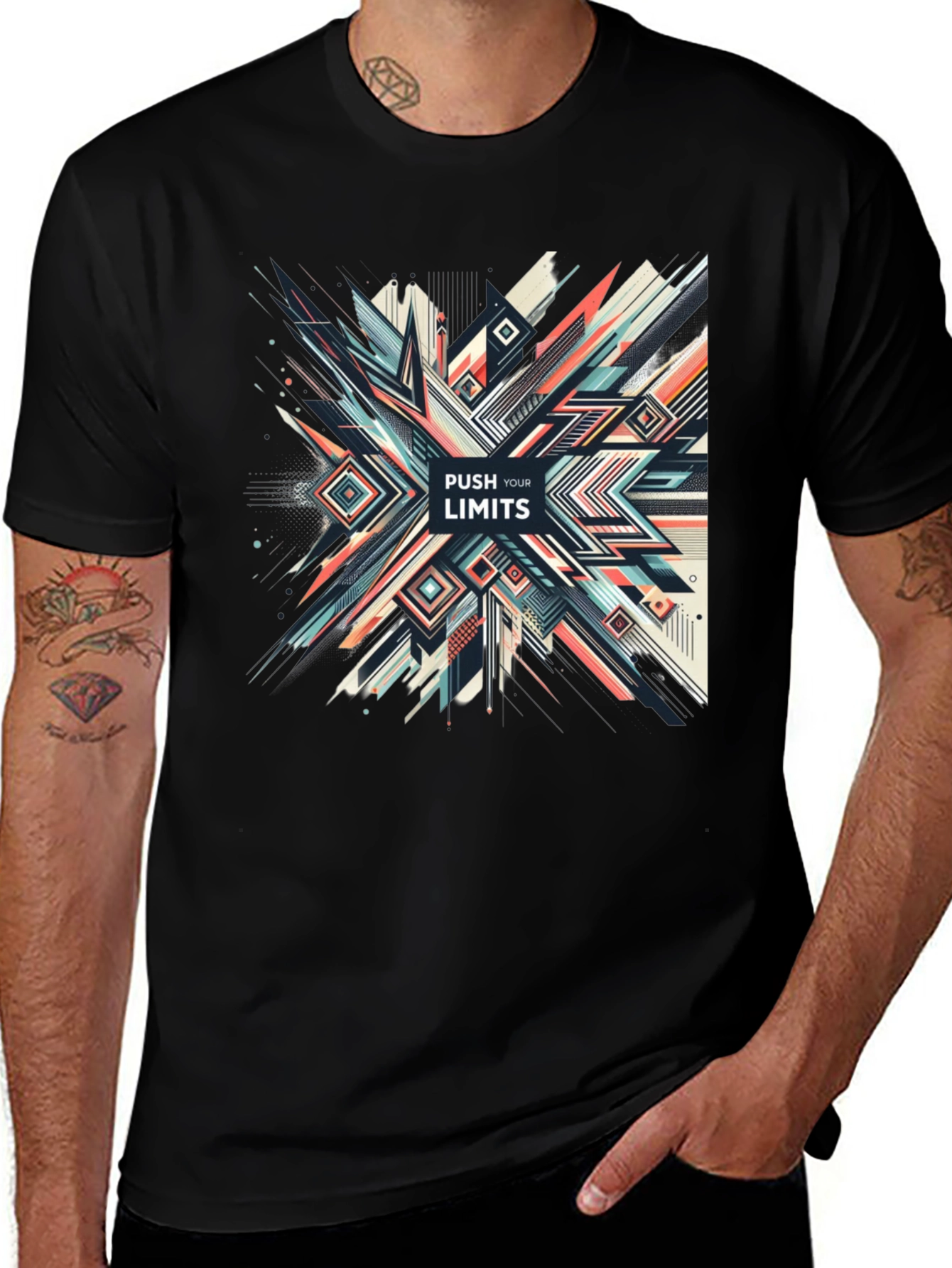 Variant 30 of Push Your Limits Graphic Tee - Bold Geometric Design
