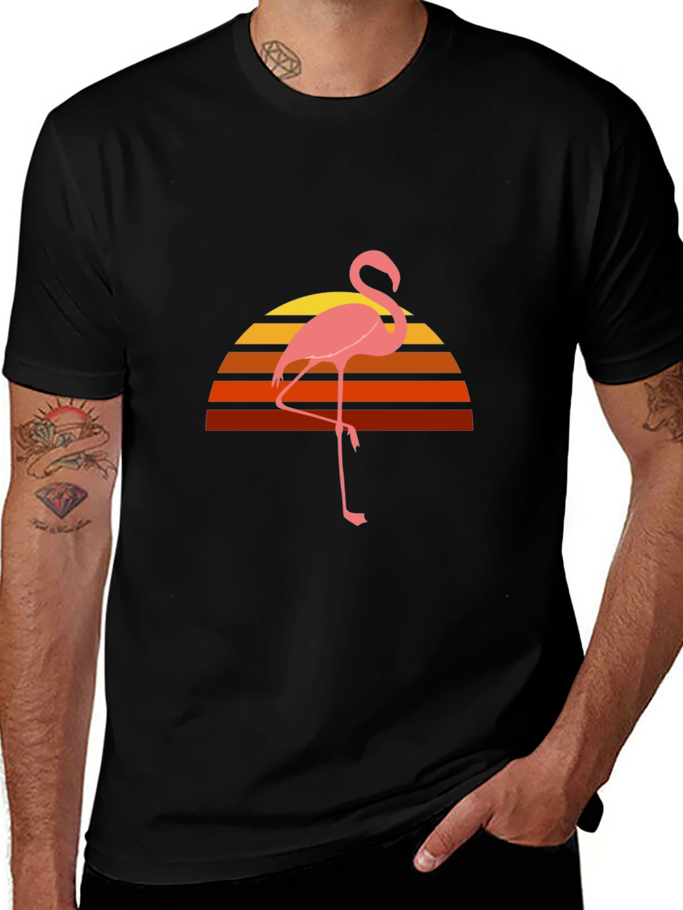 Variant 28 of Retro Flamingo Sunset Graphic Tee