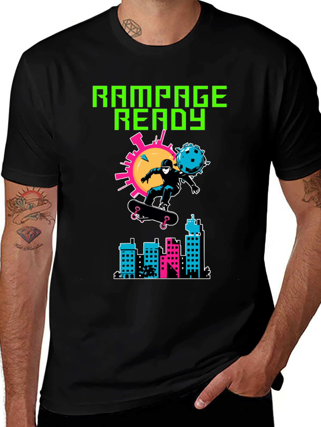 Variant 23 of Rampage Ready Graphic T-Shirt: Skater vs Virus