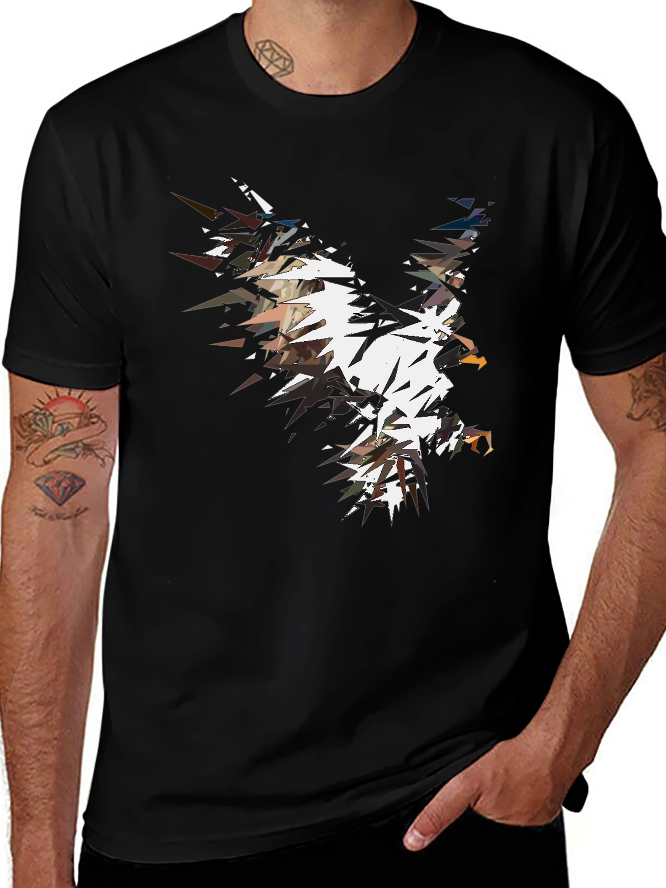 Variant 7 of Abstract Eagle Graphic Black T-Shirt