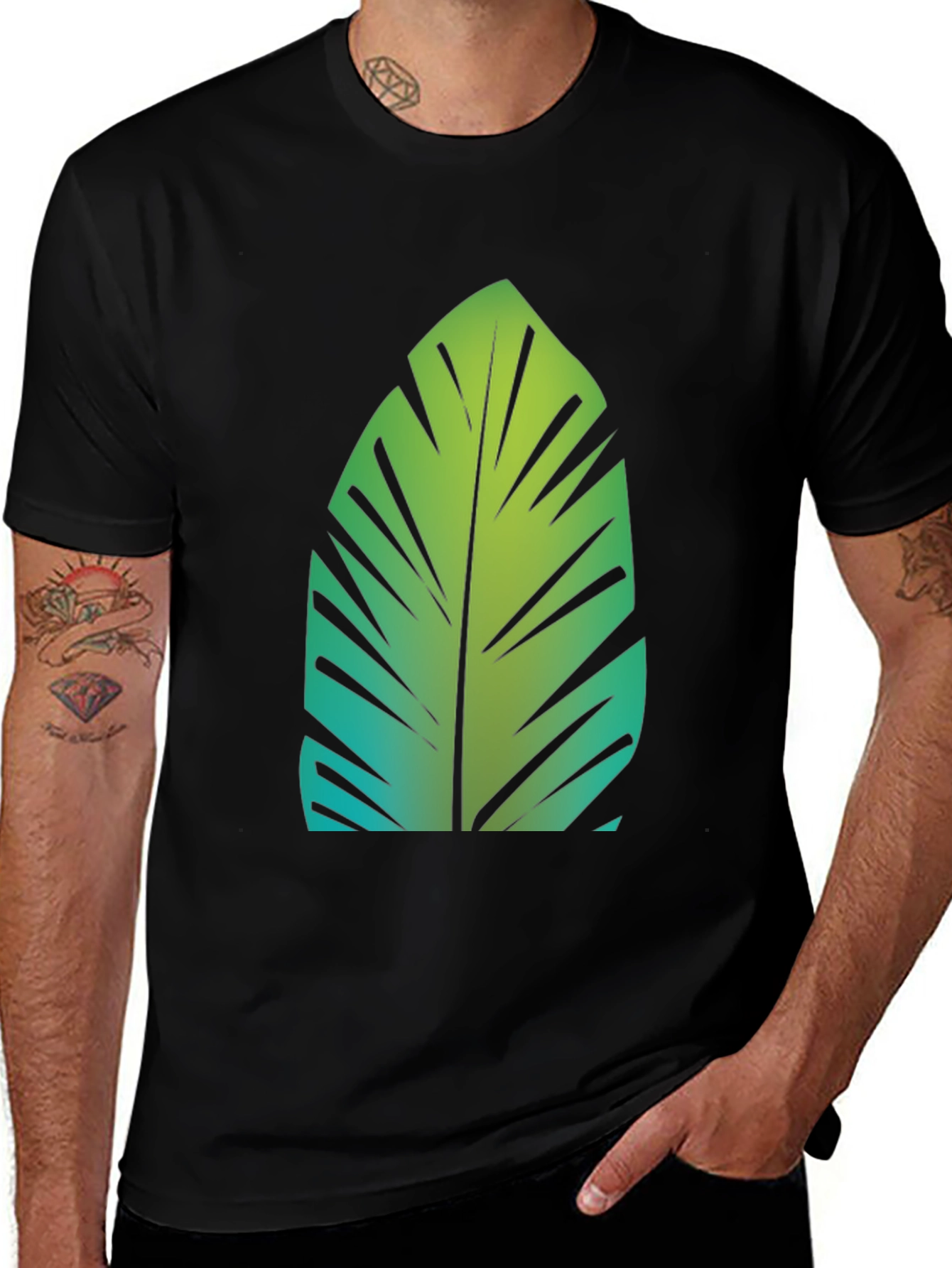 Variant 5 of Tropical Leaf Graphic Tee - Stylish Comfort