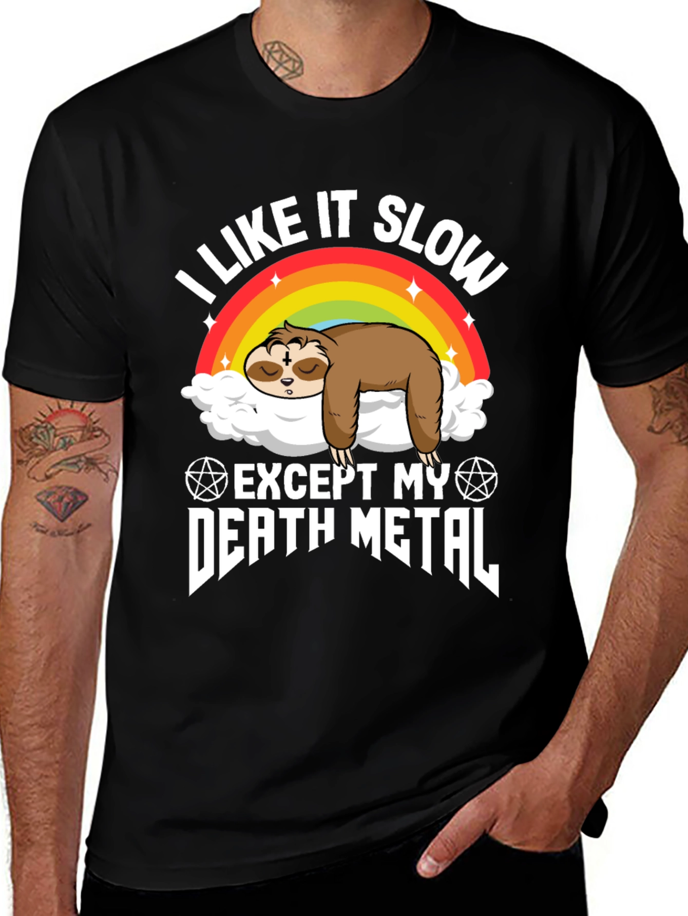 Variant 14 of I Like it Slow Except My Death Metal Sloth T-Shirt
