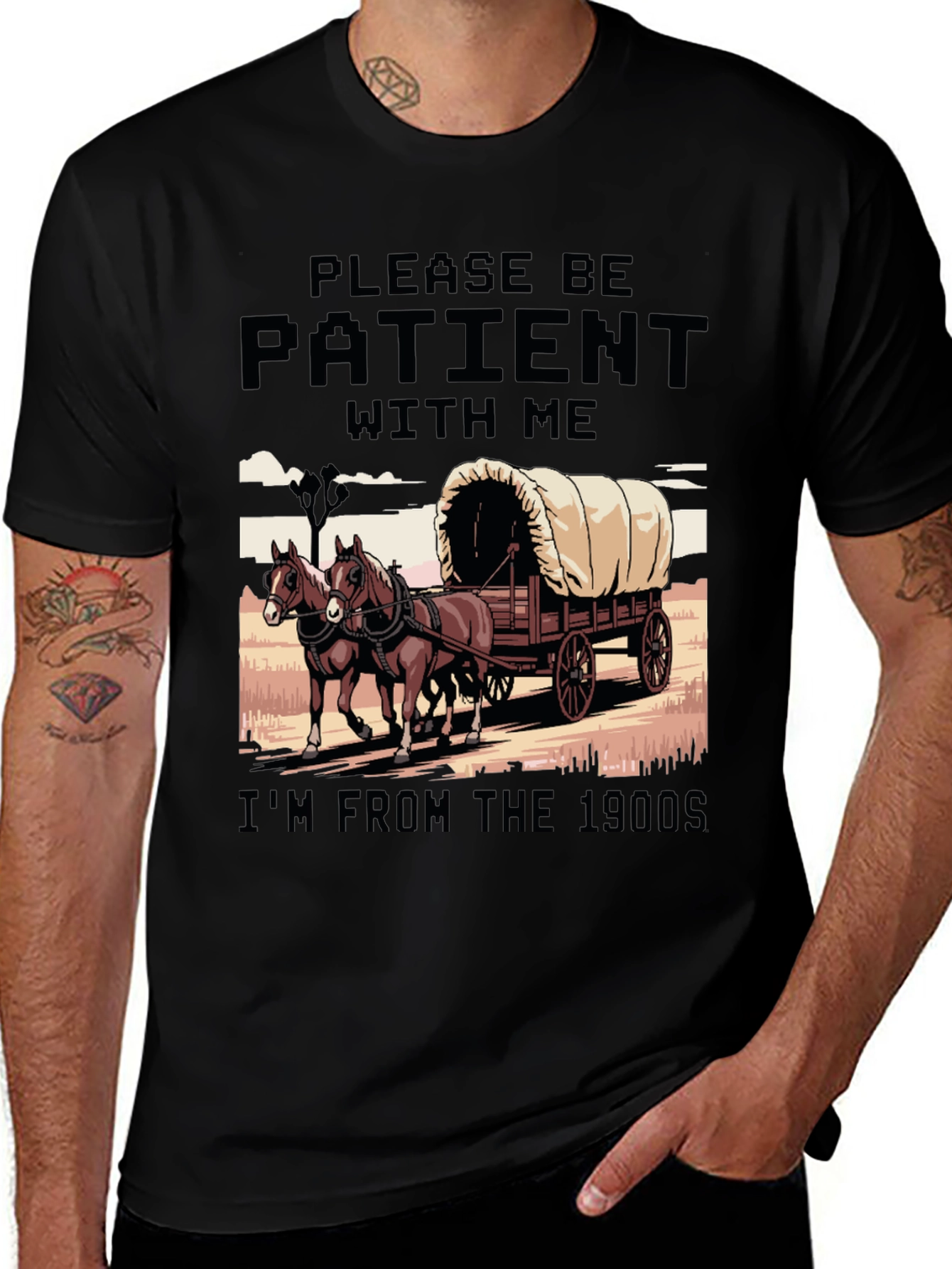 Funny 1900s Horse-Drawn Wagon T-Shirt
