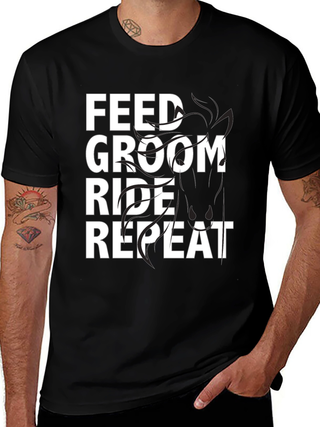 Variant 10 of Feed Groom Ride Repeat Horse Lover T-Shirt
