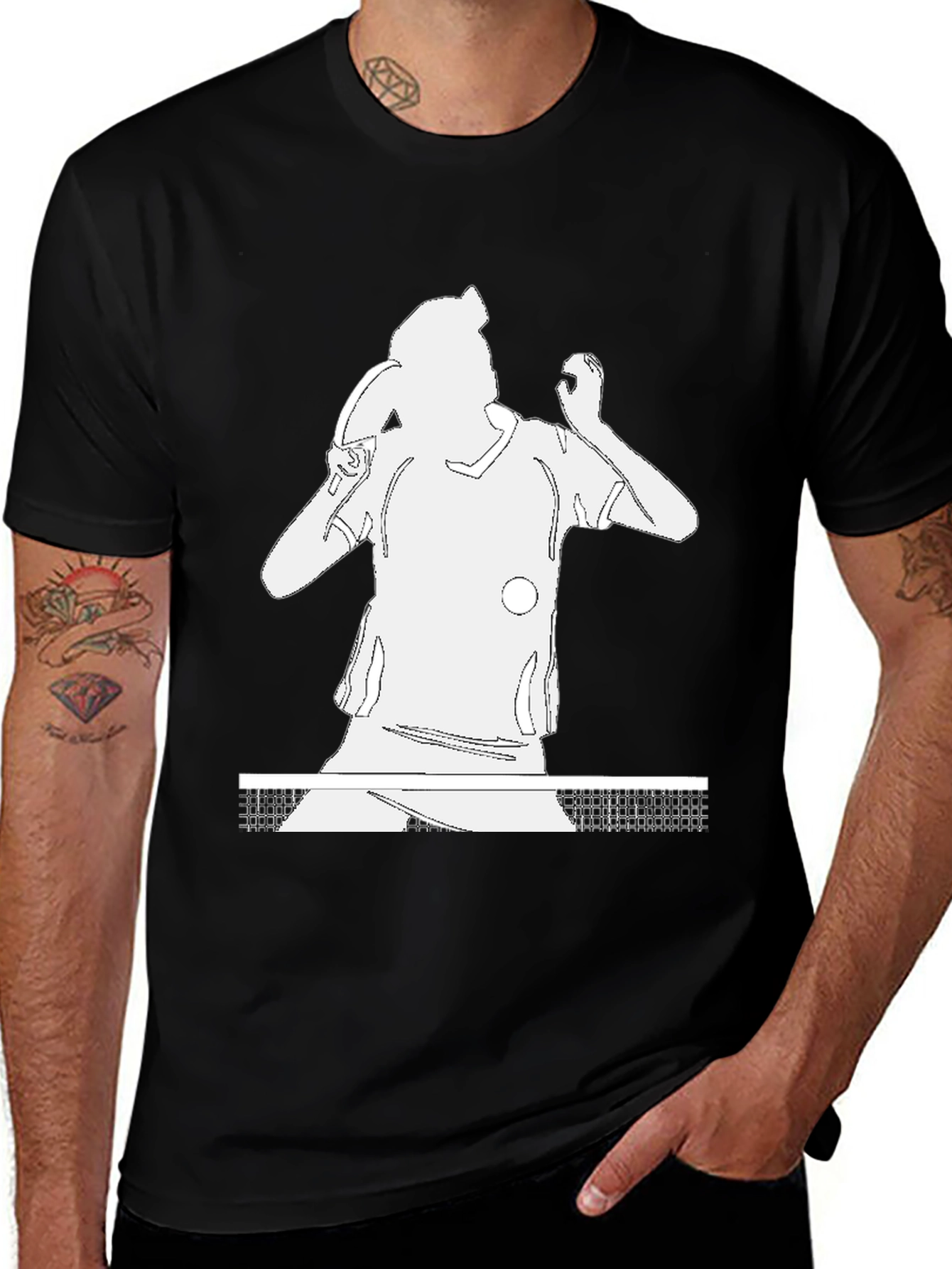 Variant 23 of Table Tennis Player Graphic Tee - Black