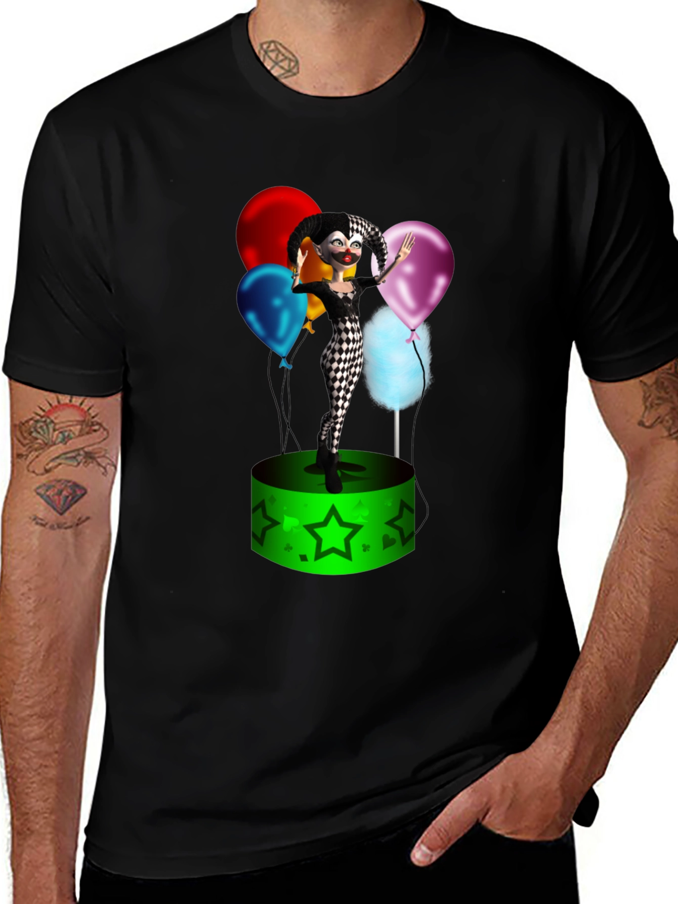 Variant 6 of Whimsical Jester T-Shirt: Colorful Balloon Art
