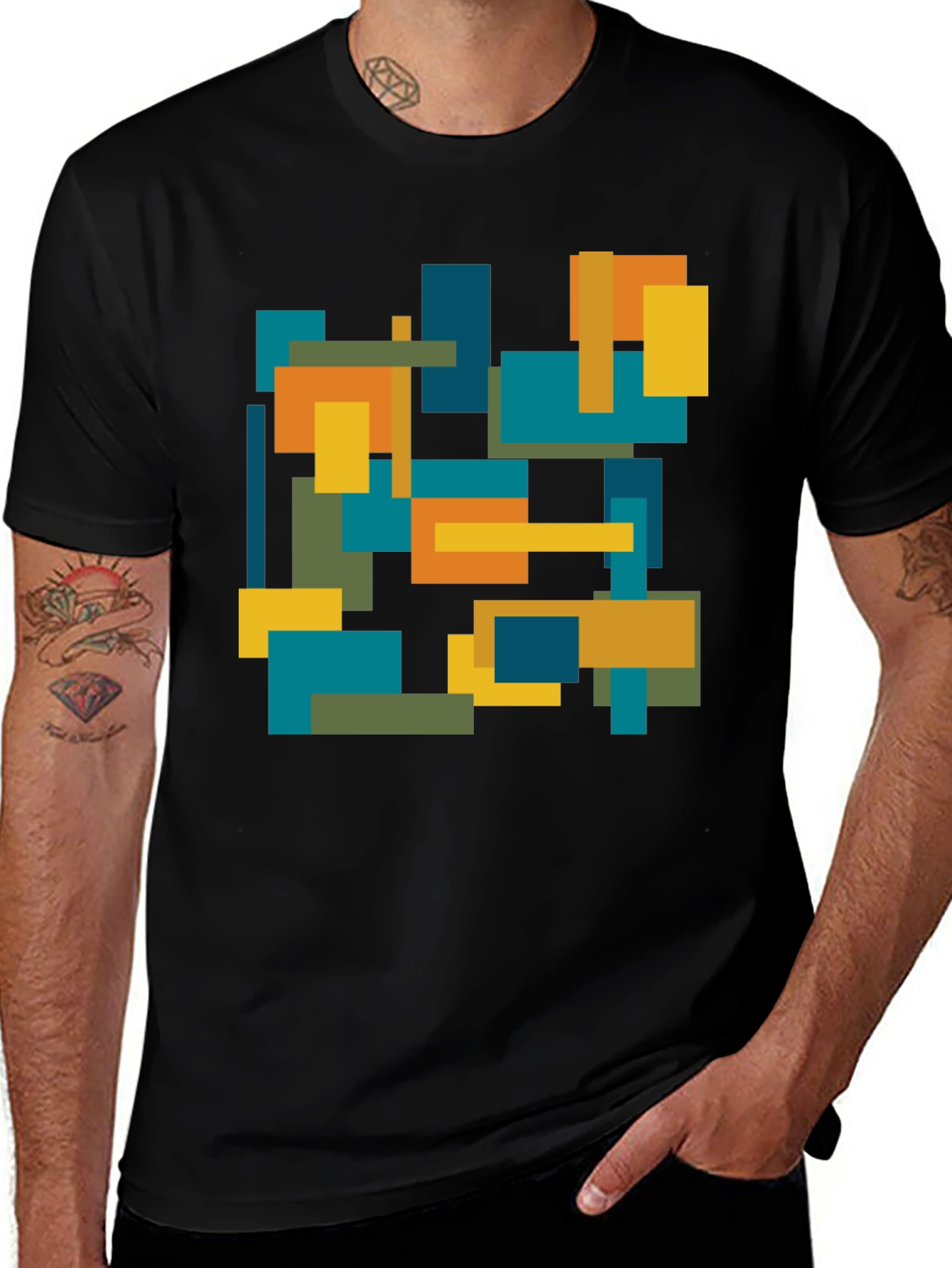 Variant 18 of Abstract Geometric Block Print Tee