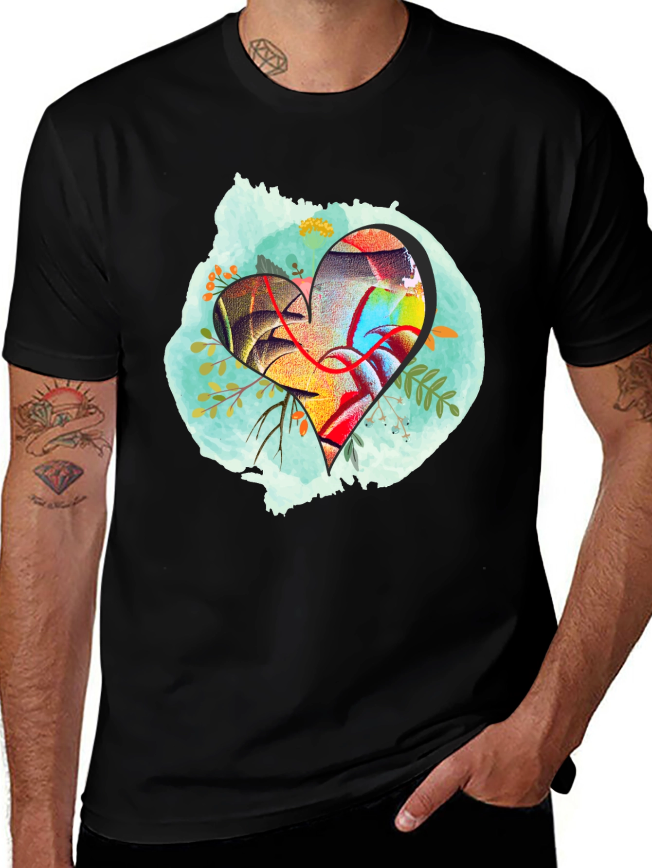 Variant 24 of Abstract Heart Graphic Tee - Artistic Black T-Shirt
