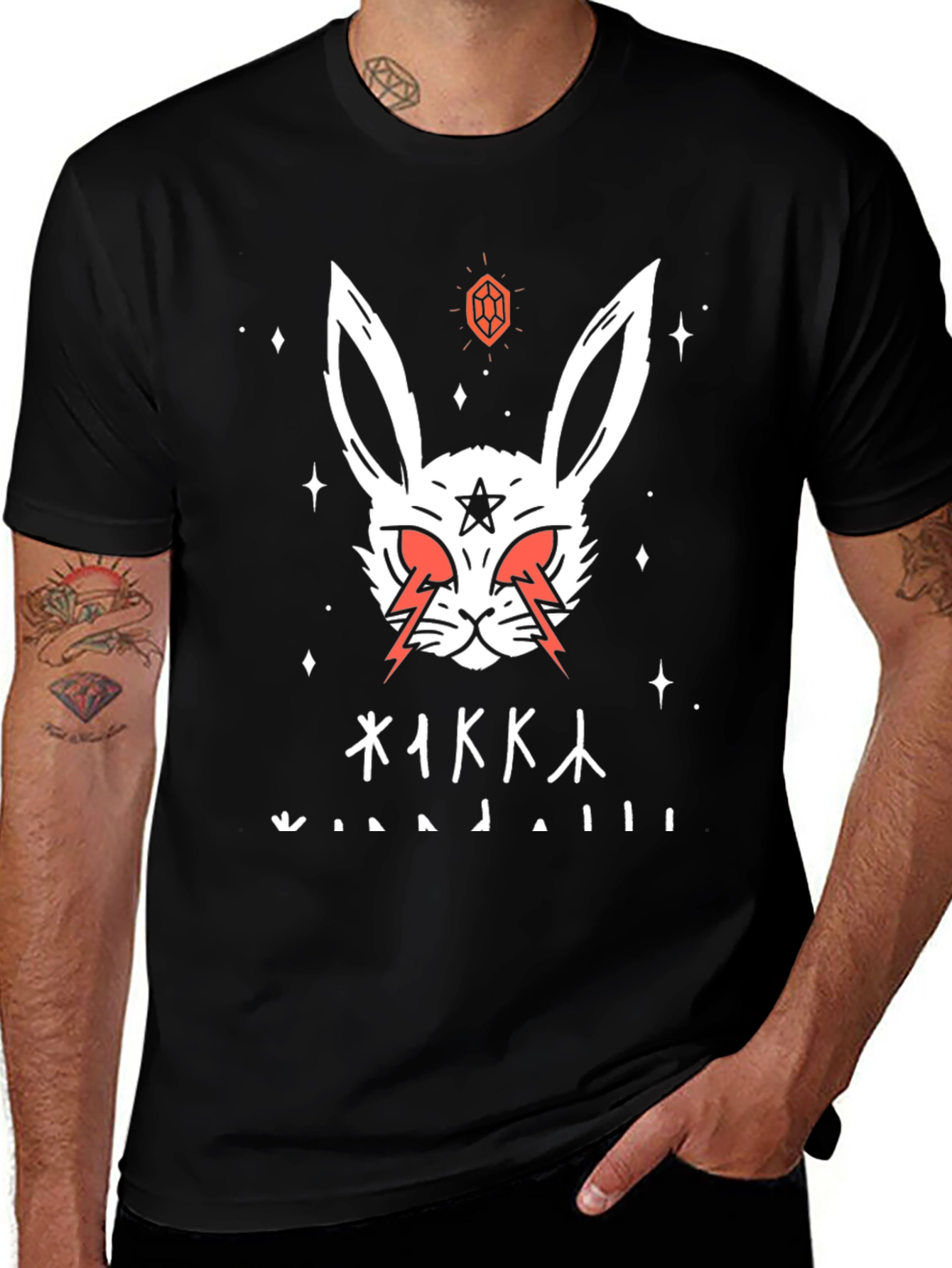 Variant 20 of Occult Rabbit Graphic Tee - Black Cotton T-Shirt