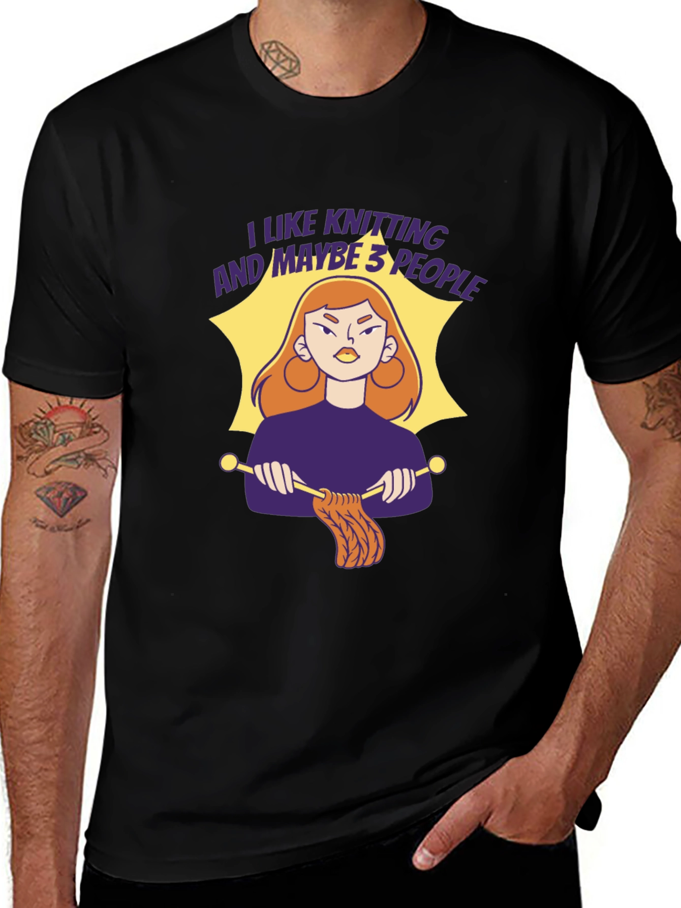 Variant 2 of Knitting Lover T-Shirt - I Like Knitting and Maybe 3 People Tee