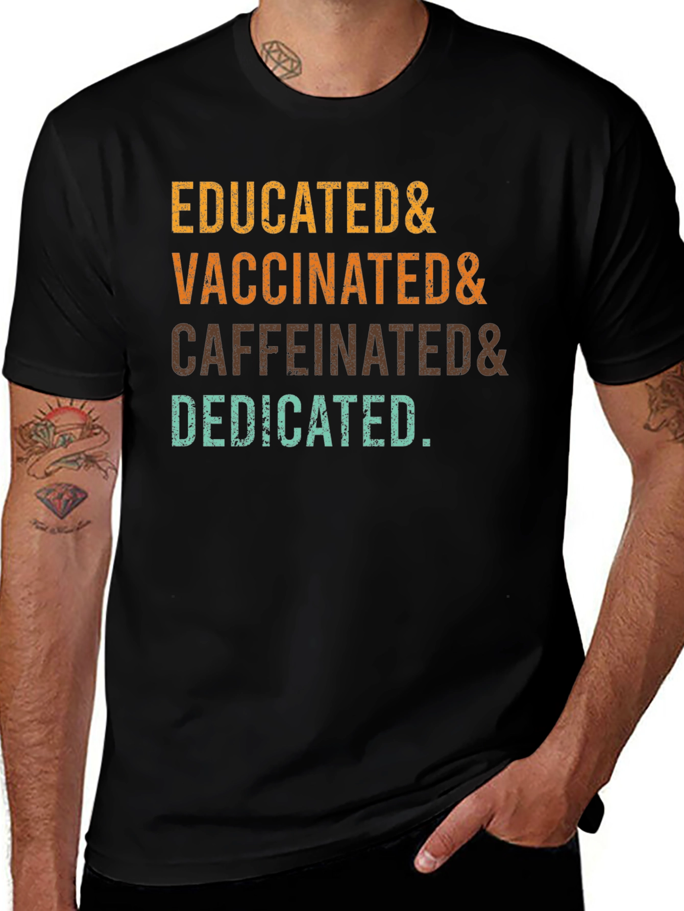 Variant 18 of Educated Vaccinated Caffeinated Dedicated T-Shirt