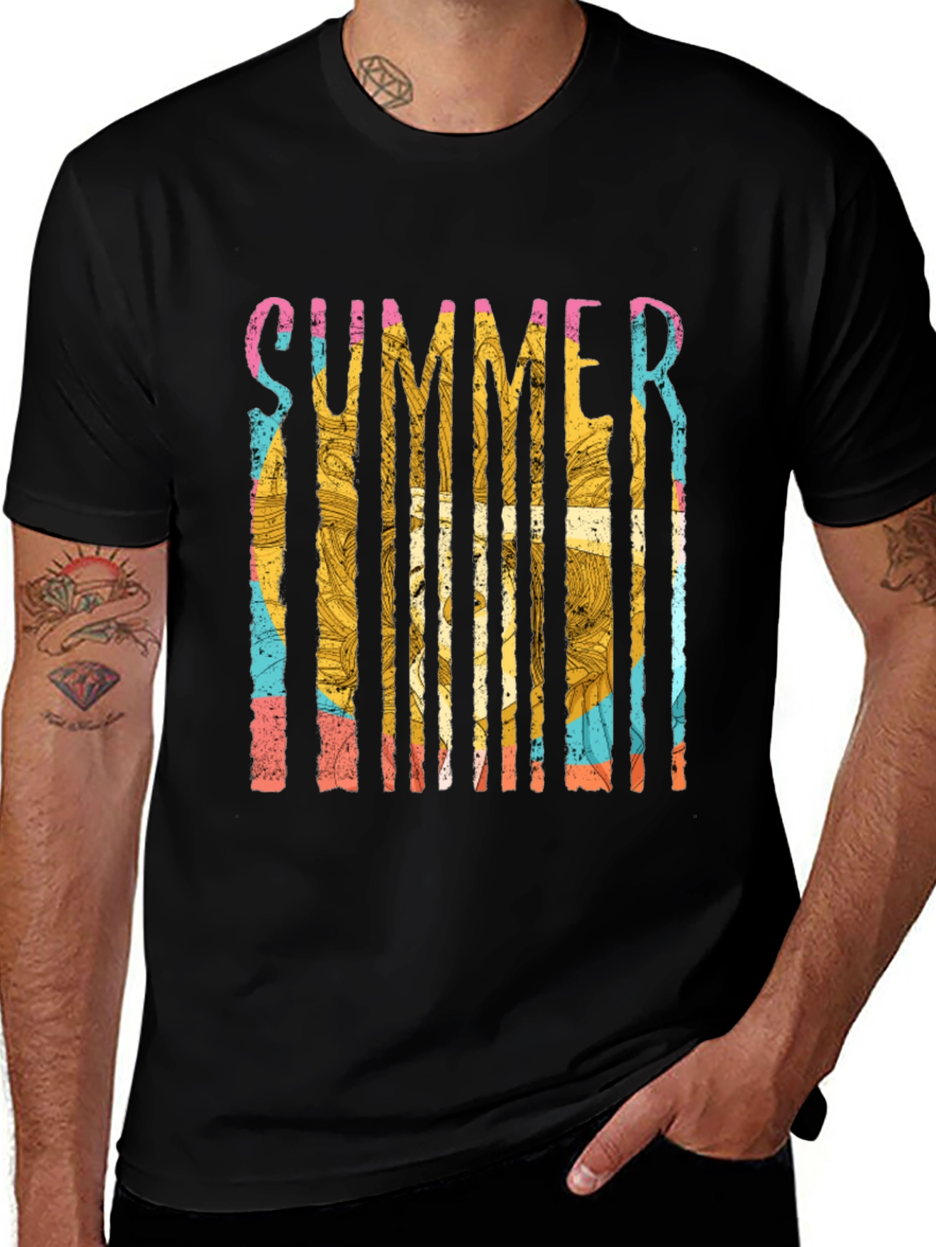 Variant 19 of Summer Vibes Graphic Tee - Men's Black T-Shirt