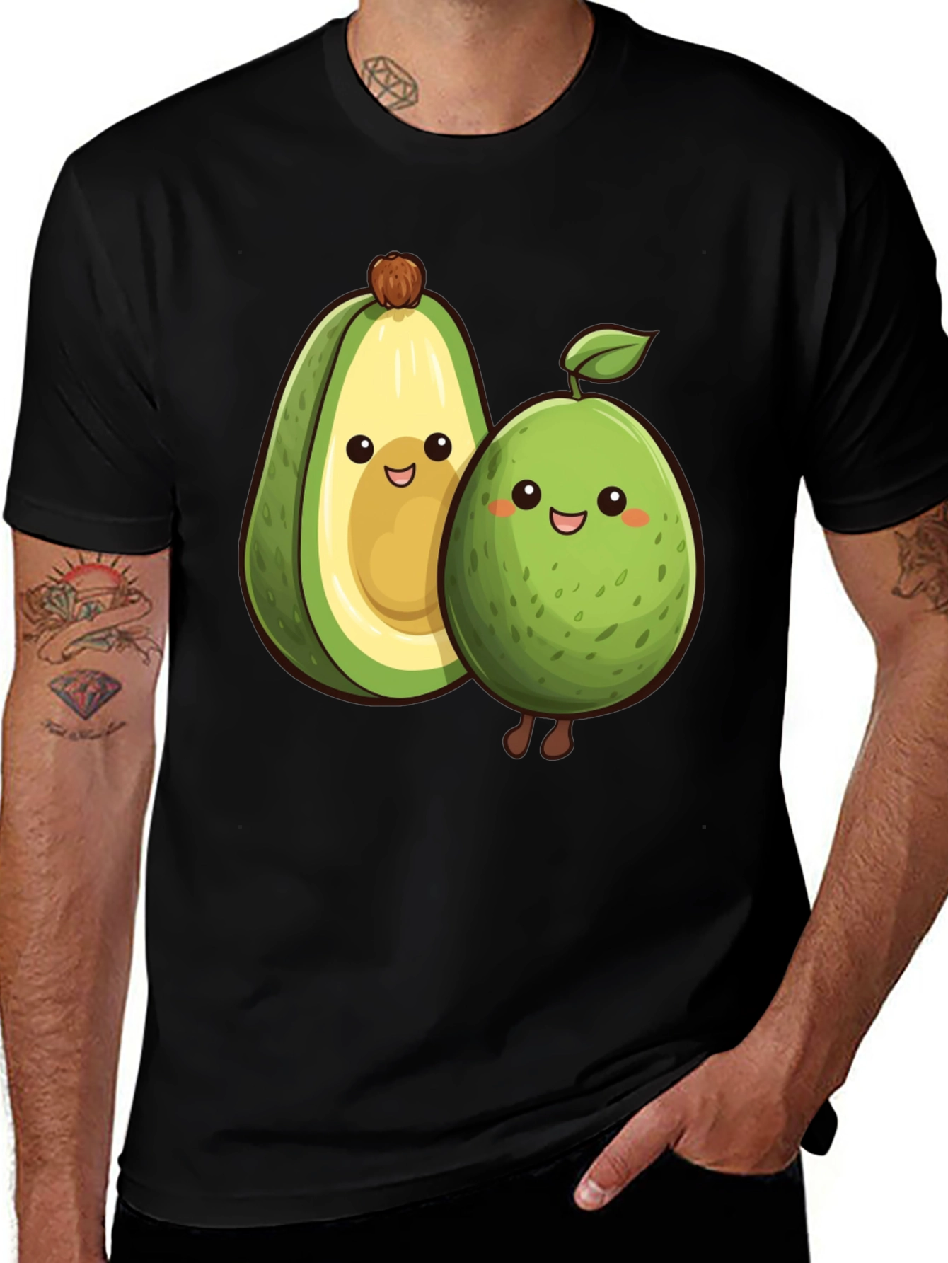 Variant 7 of Cute Avocado Cartoon Graphic Print T-Shirt