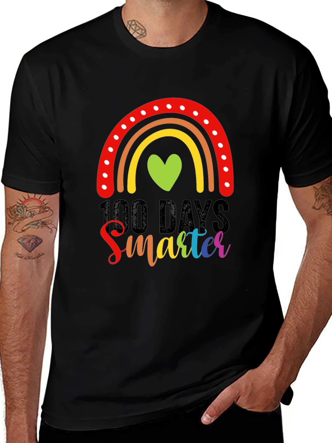 Variant 9 of 100 Days Smarter Rainbow Graphic T-Shirt