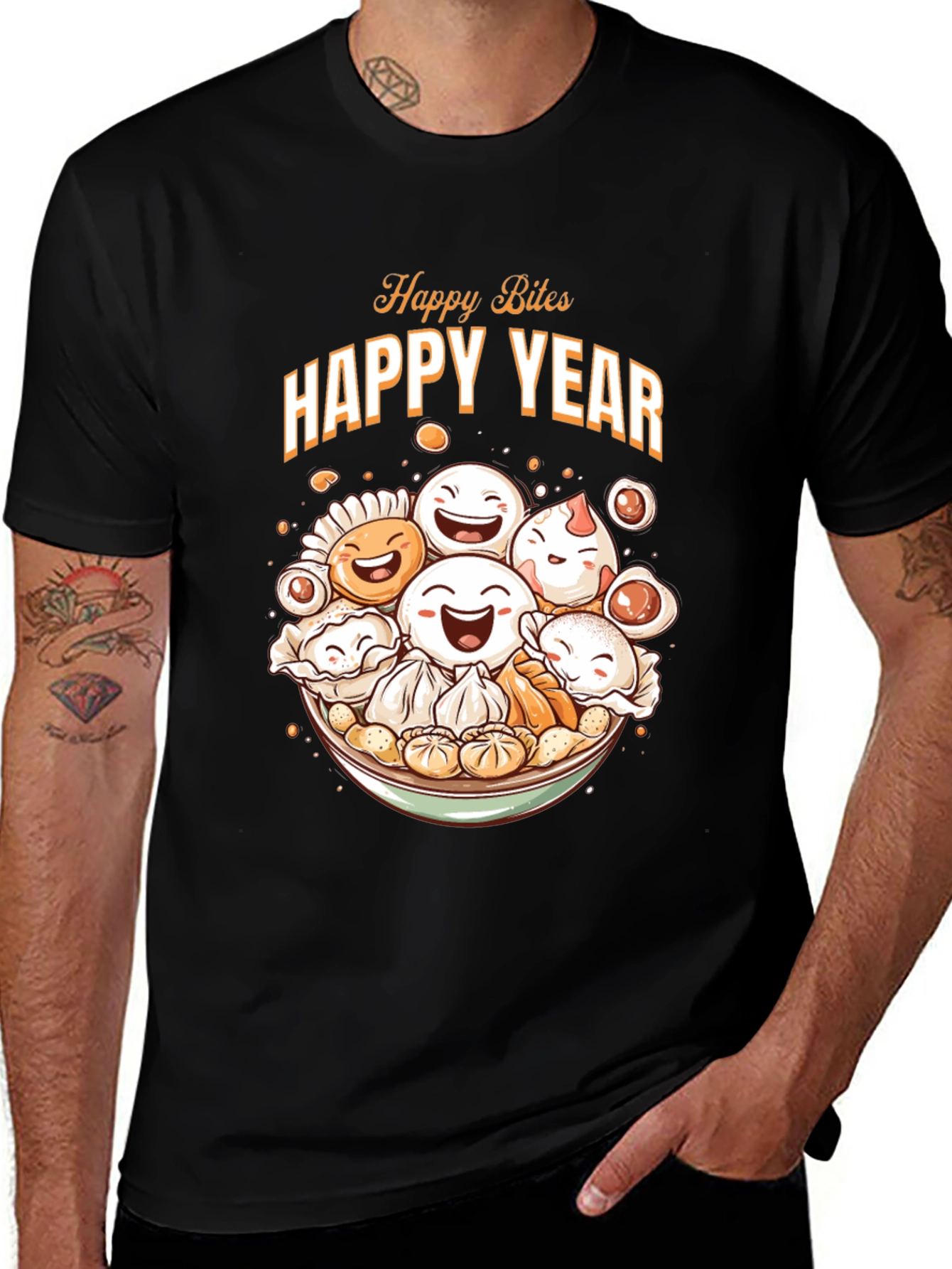 Happy Bites Year T-Shirt - Festive Asian Food Design