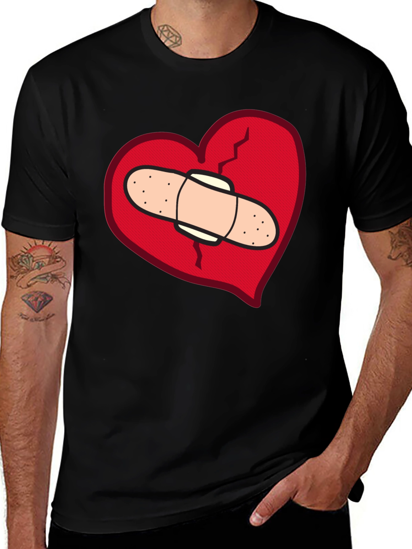 Variant 22 of Broken Heart T-Shirt - Bandaged Heart Design