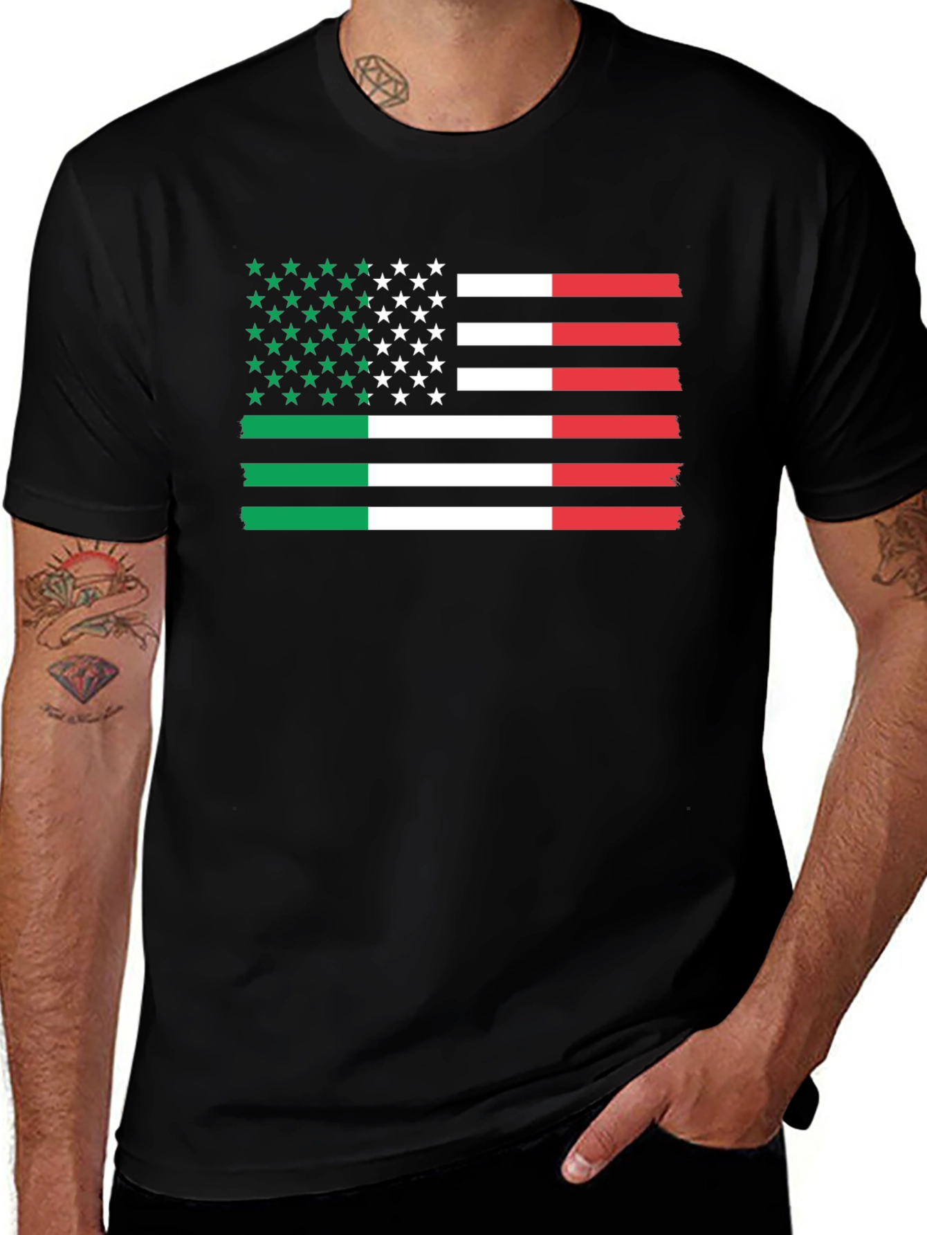 Variant 18 of Italian American Flag T-Shirt