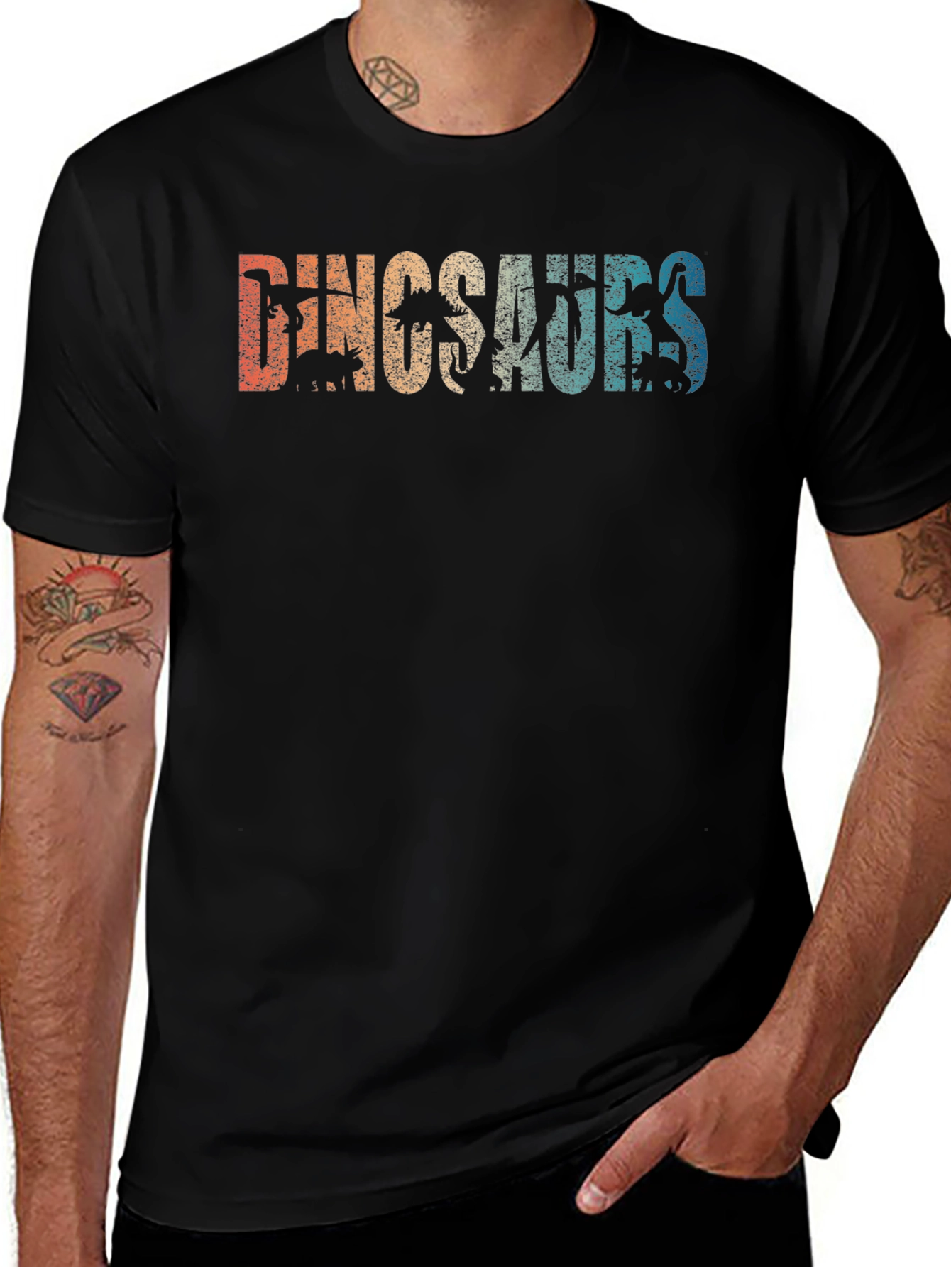 Variant 11 of Retro Dinosaurs Graphic T-Shirt - Black