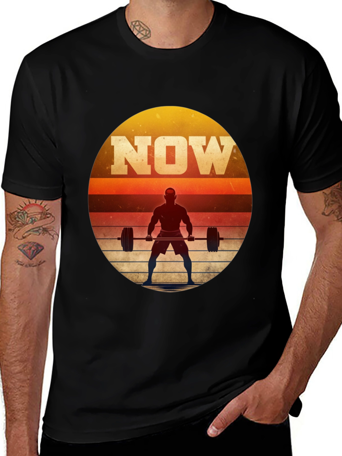 Variant 2 of NOW Weightlifting Graphic T-Shirt - Motivational Fitness Tee
