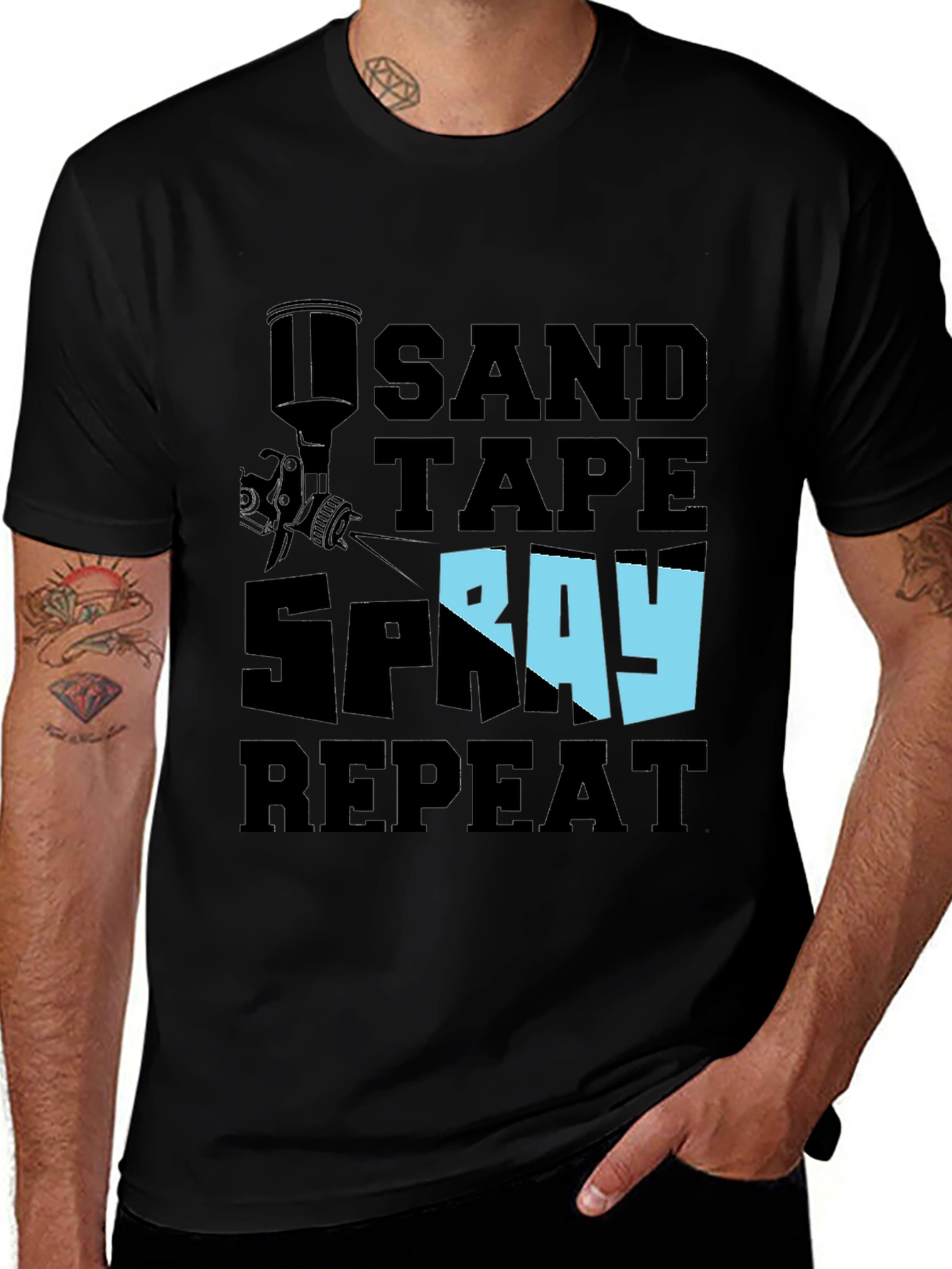 Sand Tape Spray Repeat Graphic T-Shirt