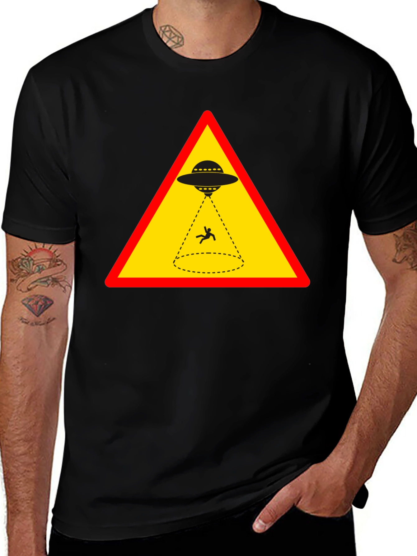 Variant 10 of Alien Abduction T-Shirt - Warning Sign Graphic