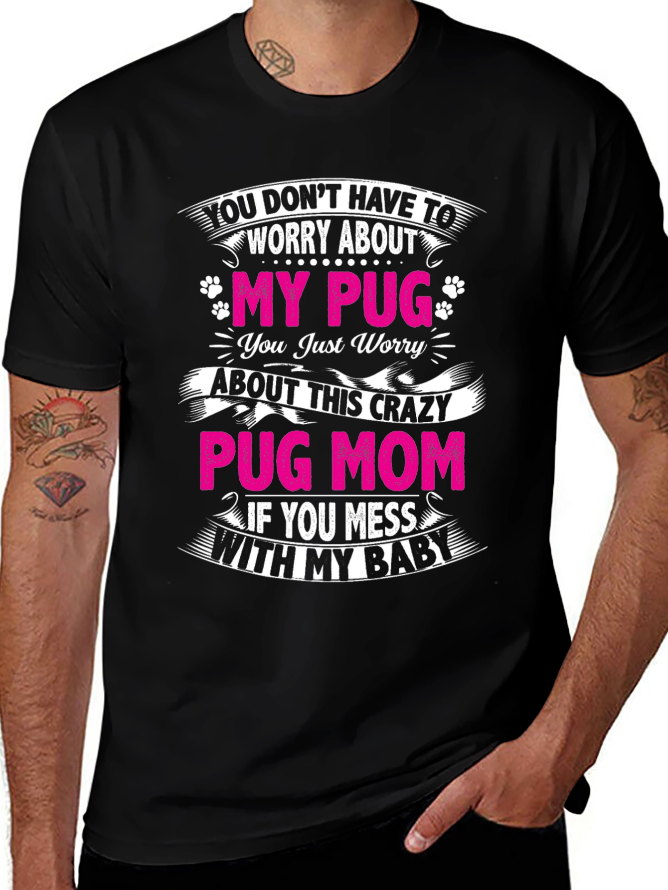 Variant 23 of Crazy Pug Mom Graphic T-Shirt