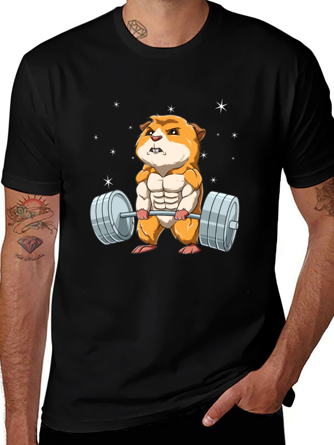 Variant 24 of Hamster Lifting Weights Graphic T-Shirt