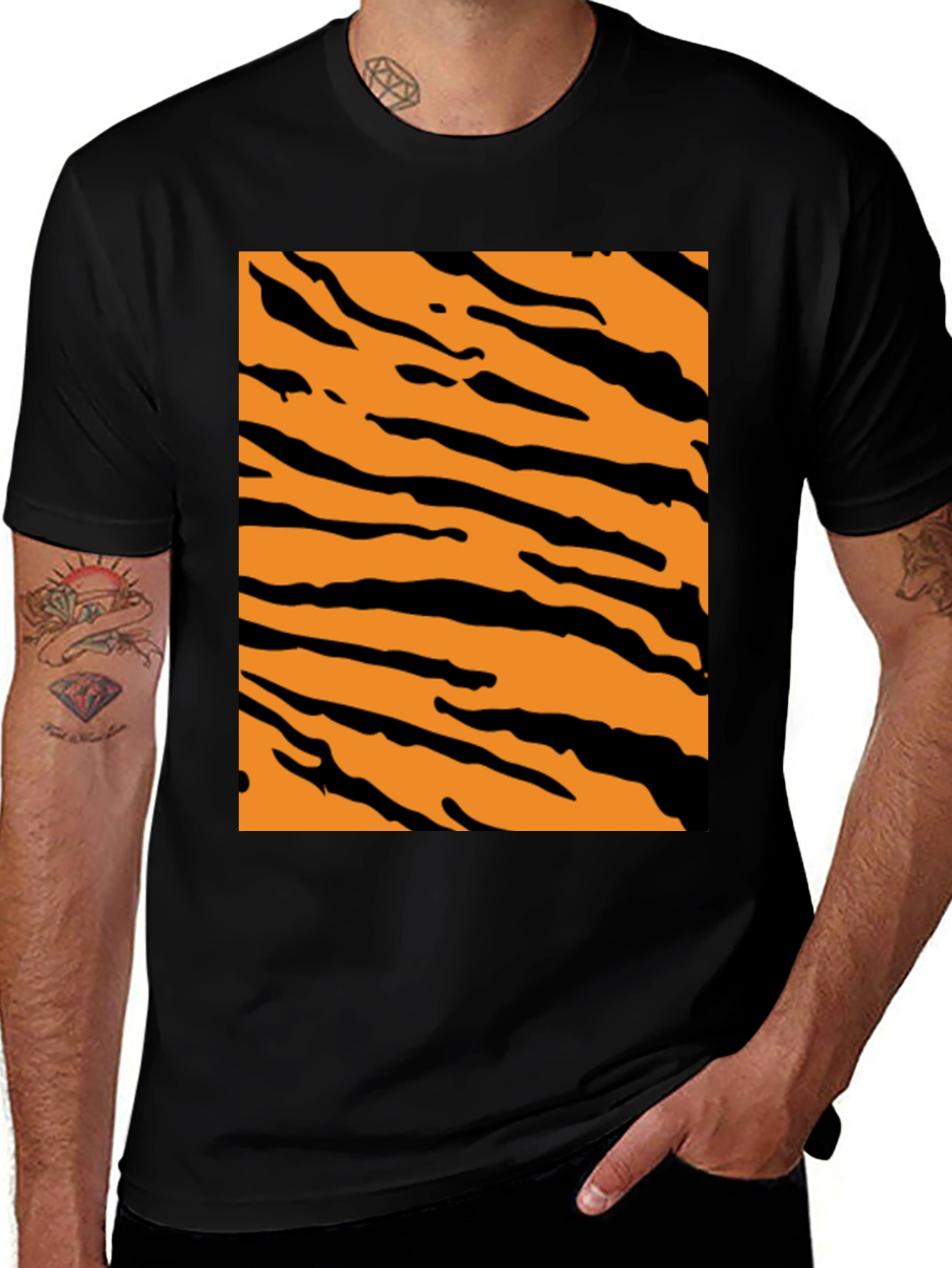 Variant 29 of Tiger Stripe Graphic Tee - Men's Black T-Shirt