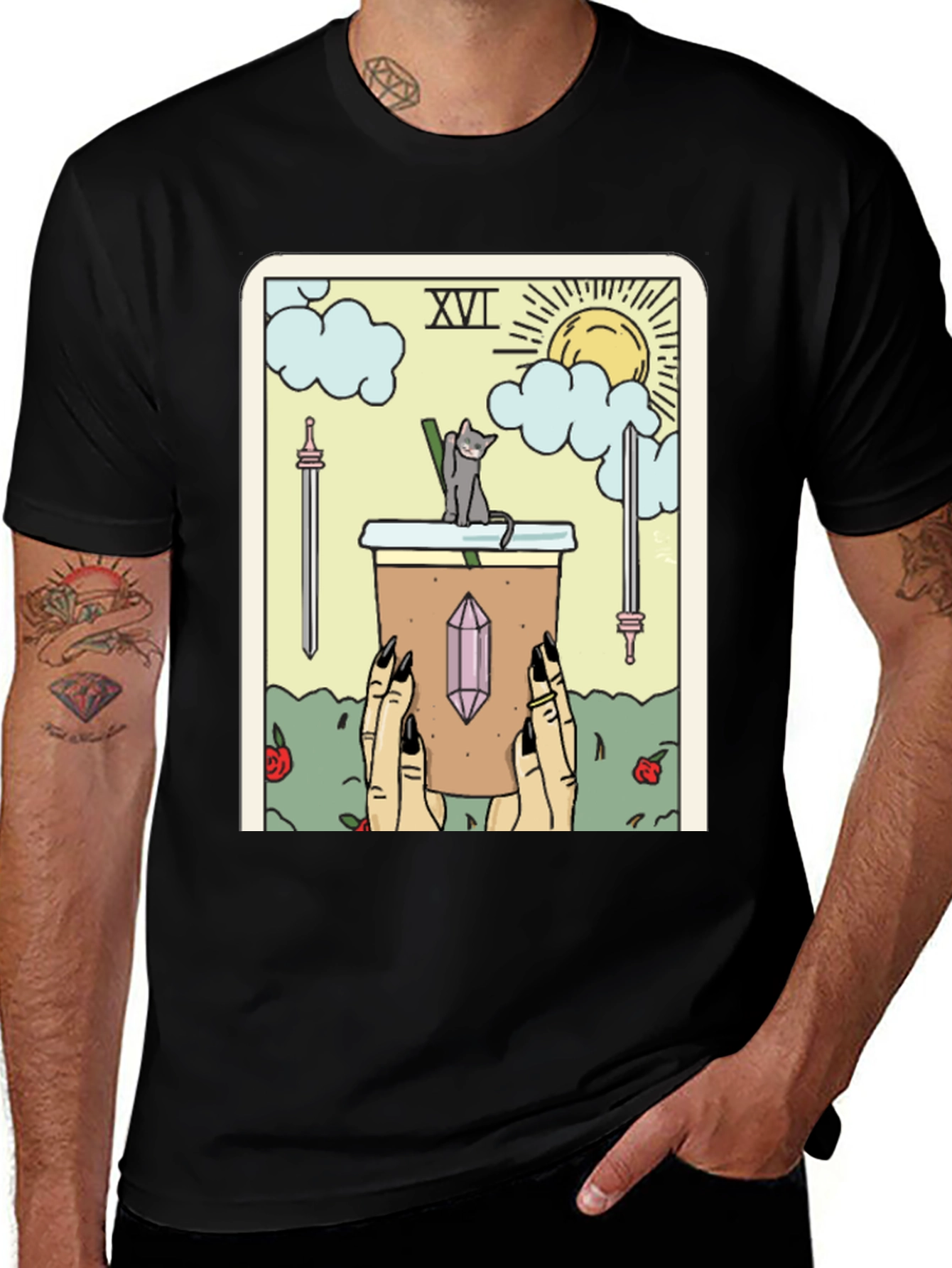 Tarot Card Cat Coffee T-Shirt