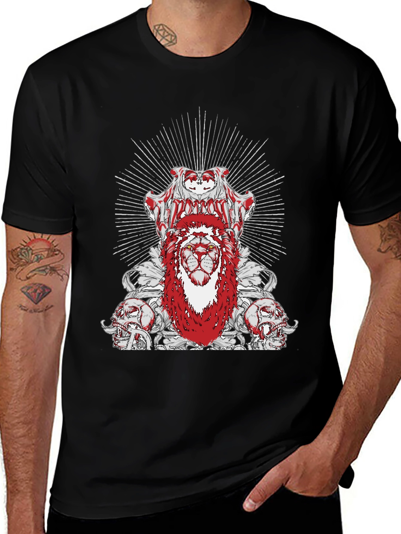 Variant 16 of Edgy Lion Graphic Tee - Black Cotton T-Shirt