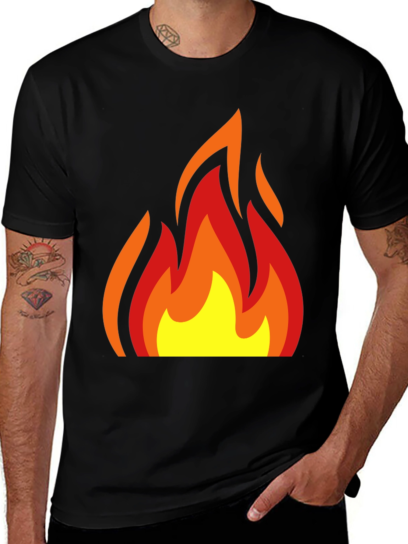 Variant 20 of Flame Graphic Tee - Bold Black Cotton T-Shirt