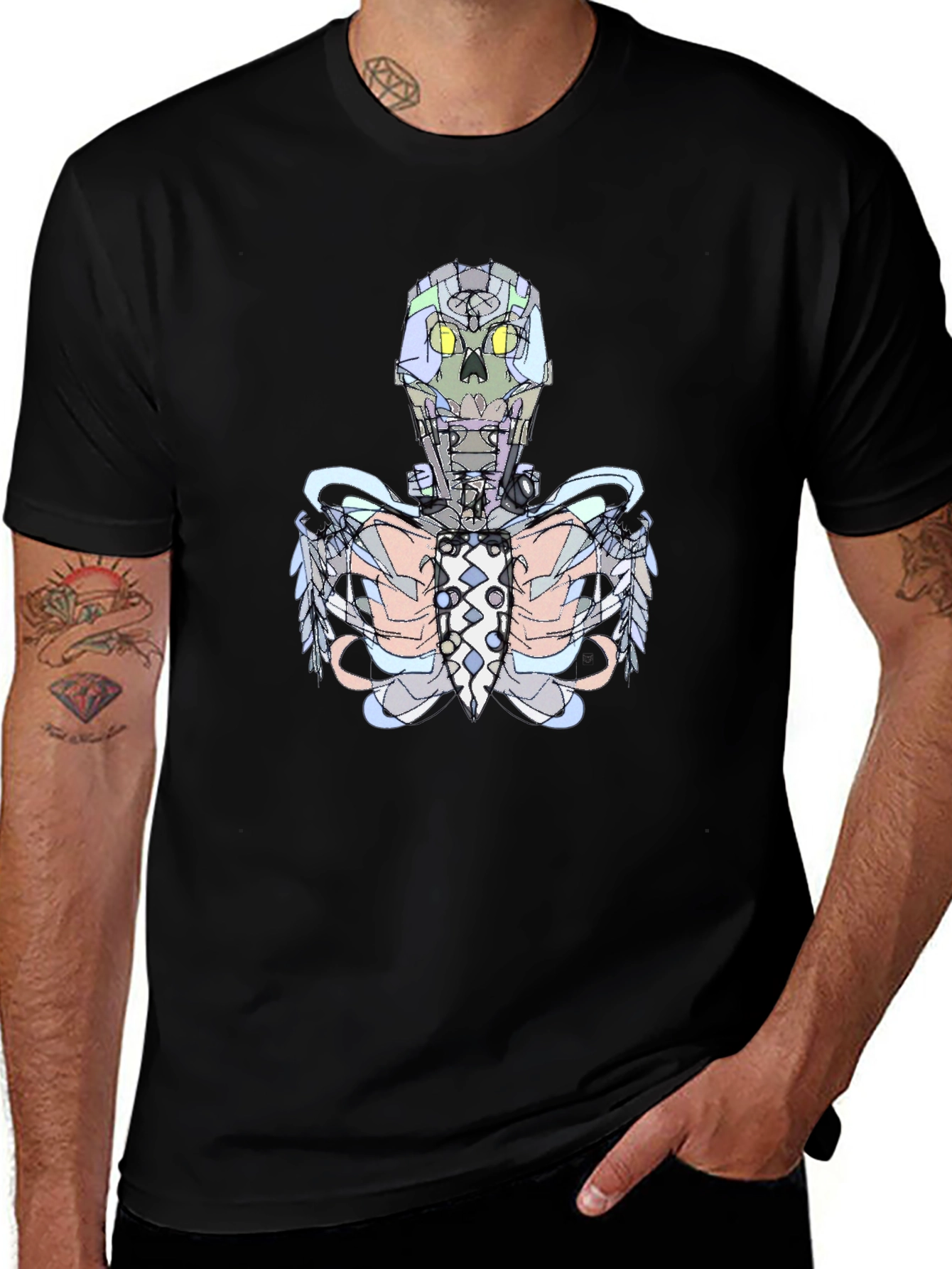 Variant 28 of Cyberpunk Skeleton Graphic Tee - Black