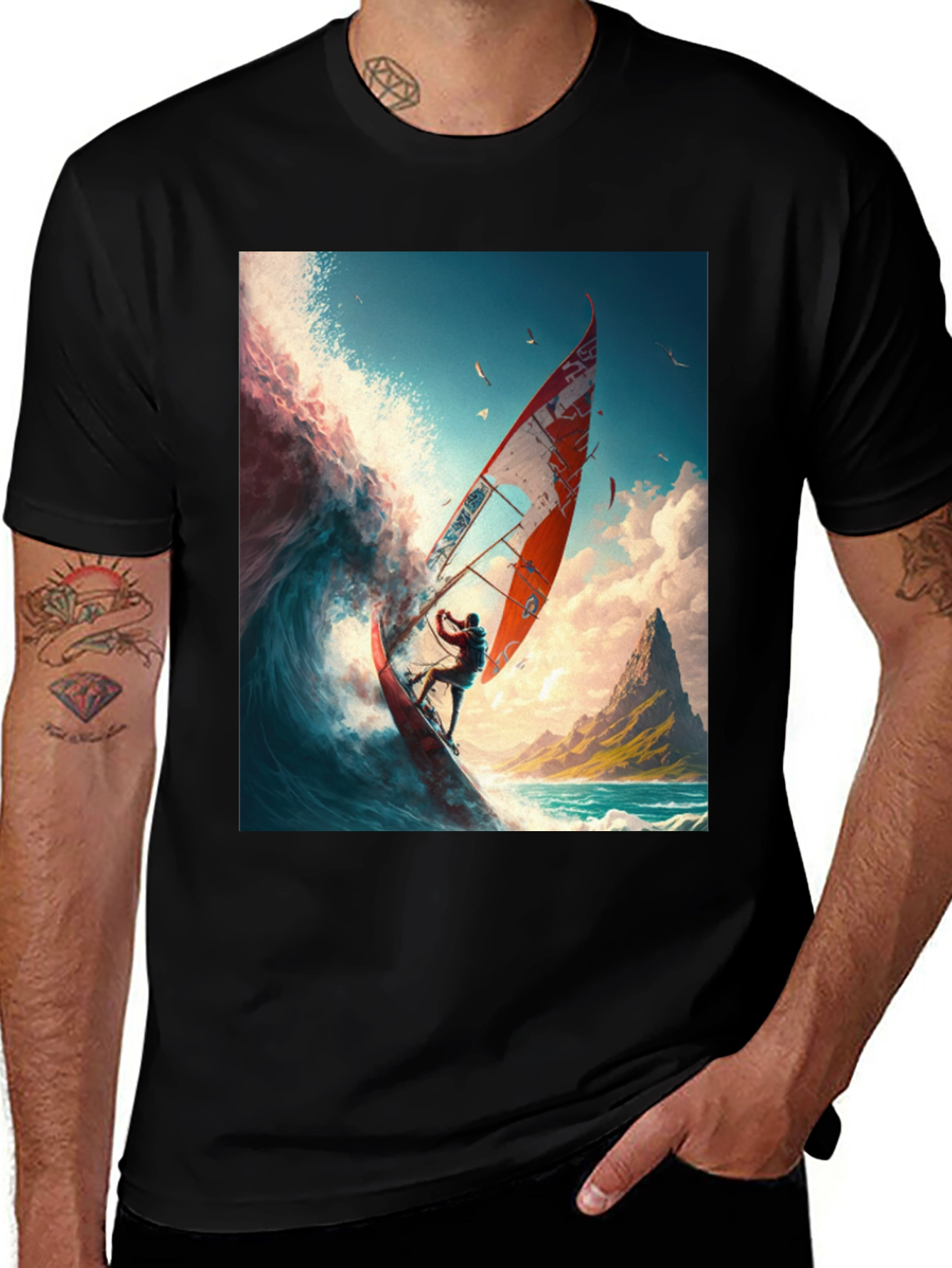 Variant 10 of Windsurfing Wave T-Shirt