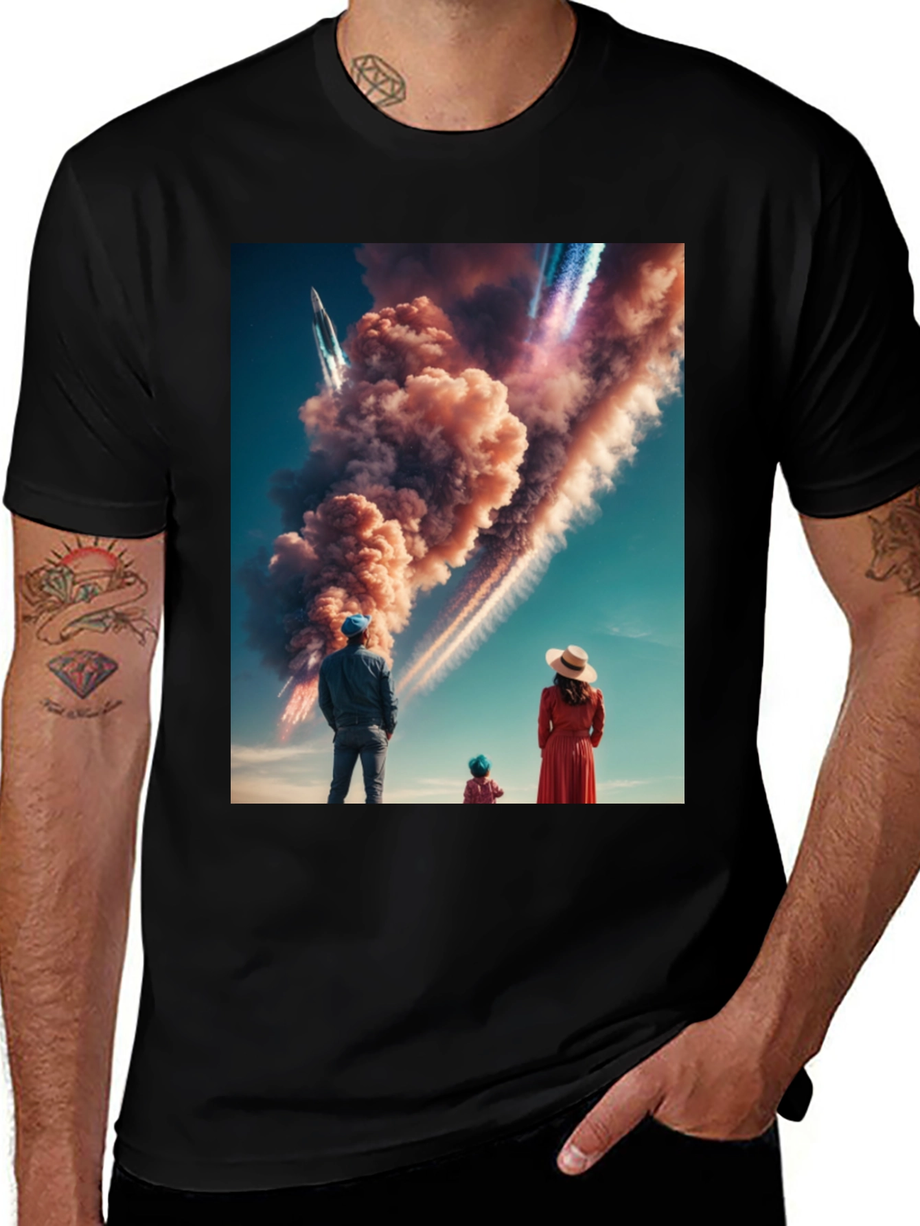 Family Watching Rocket Launch T-Shirt
