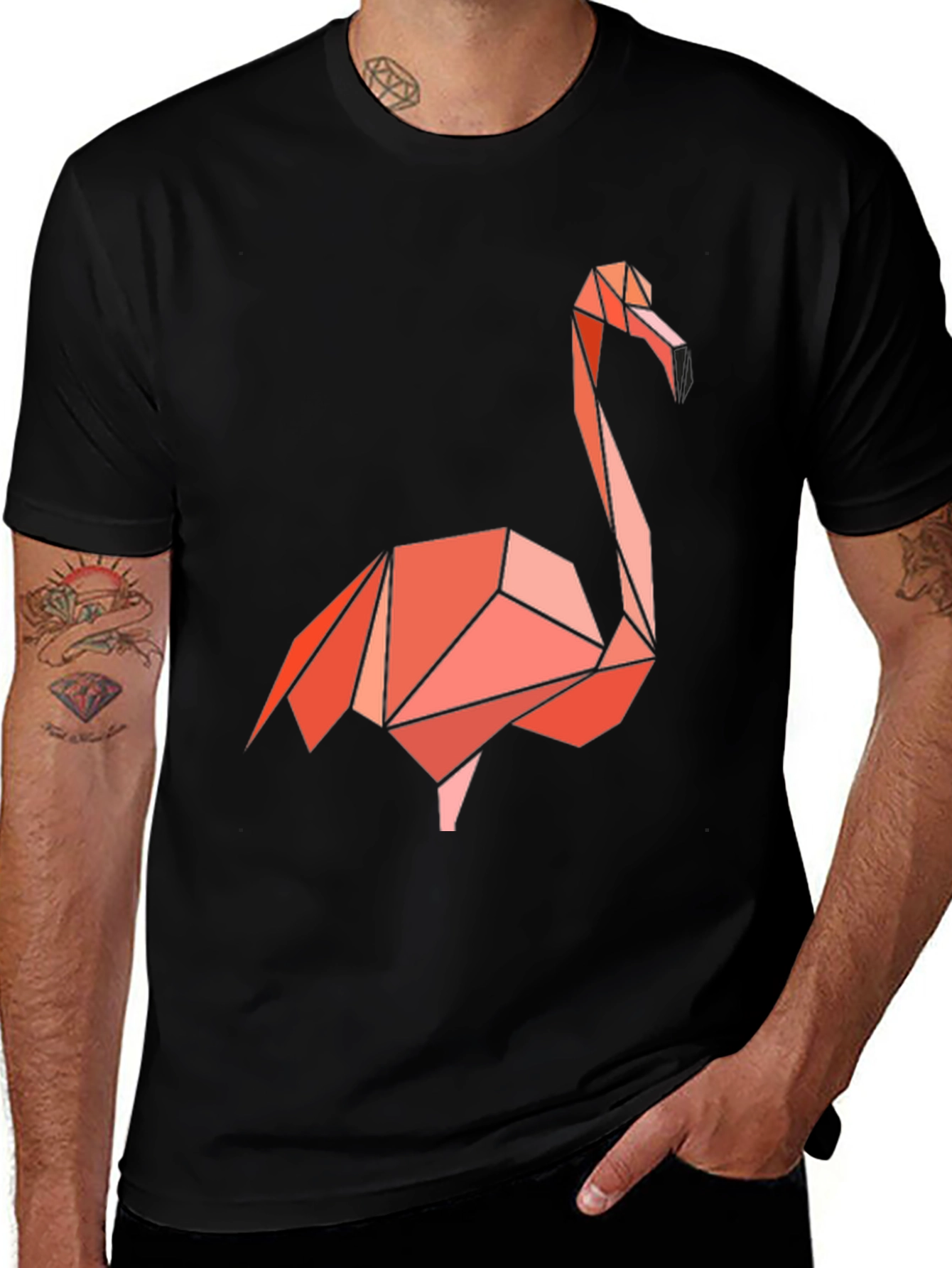 Variant 5 of Geometric Flamingo Graphic Tee - Modern Style